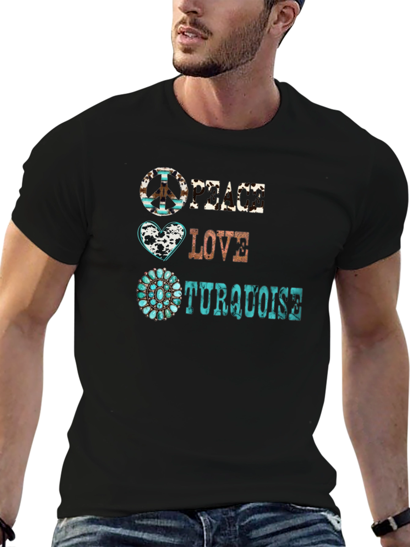 Peace Love Turquoise Graphic Tee