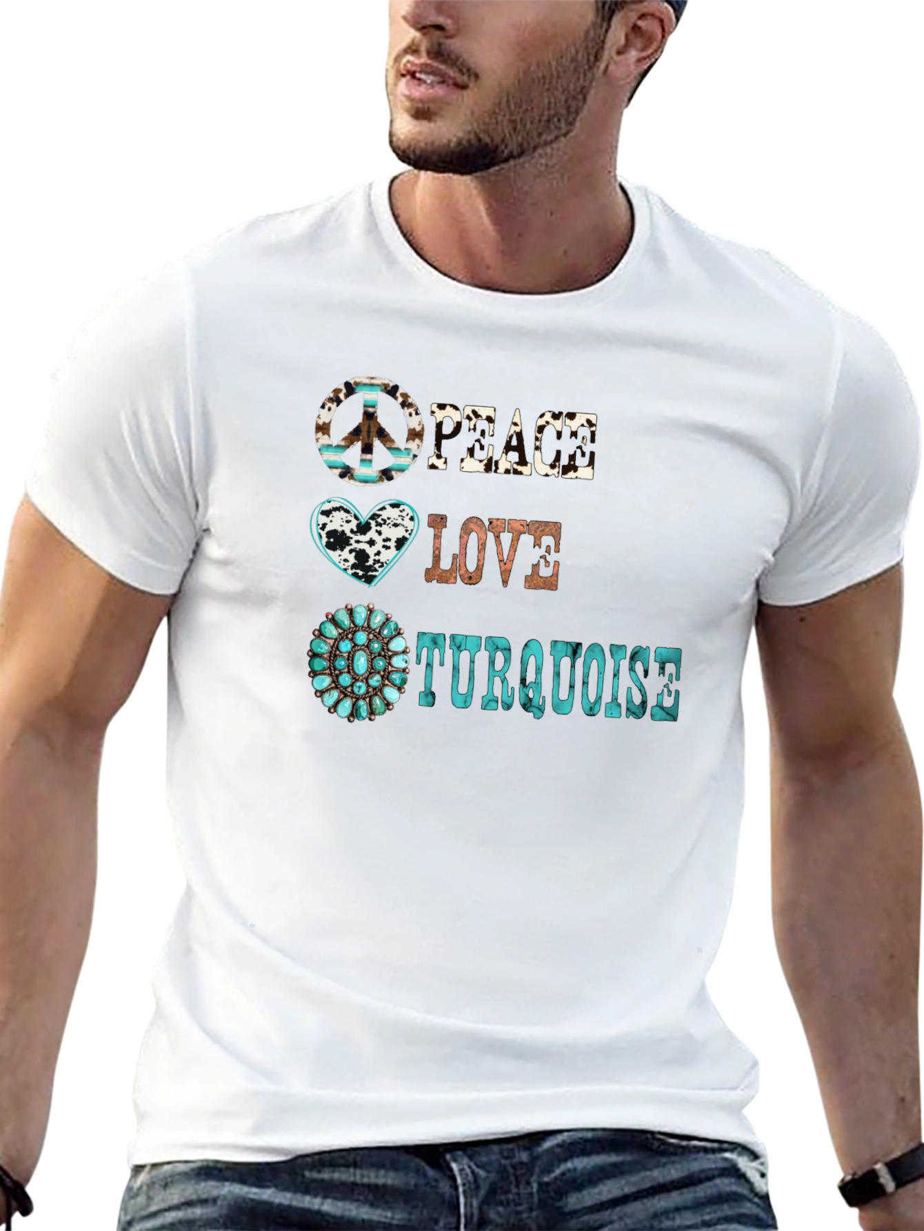 Peace Love Turquoise Graphic Tee