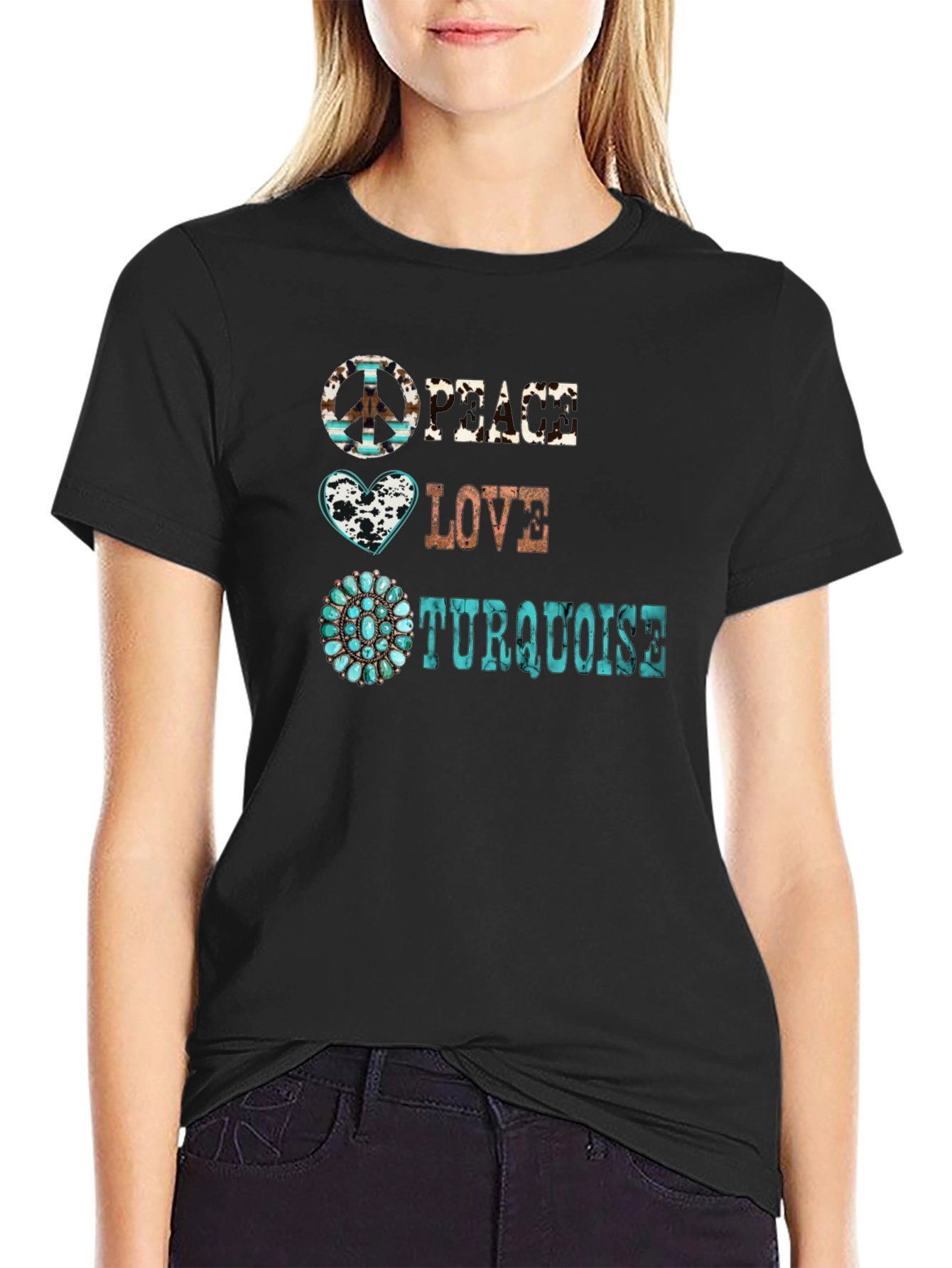 Peace Love Turquoise Graphic Tee