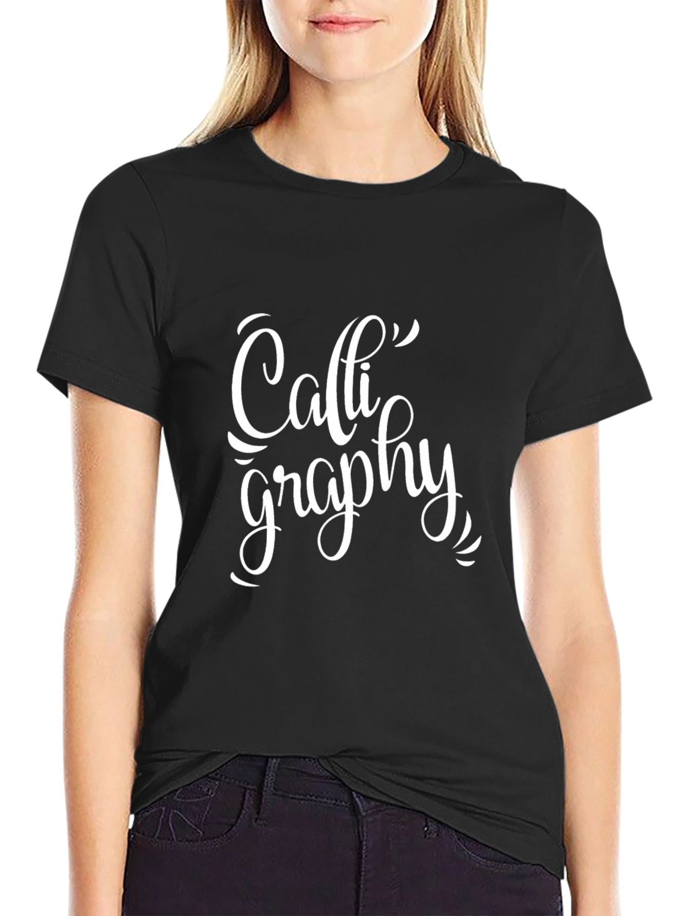 Calligraphy Graphic Black T-Shirt for Men