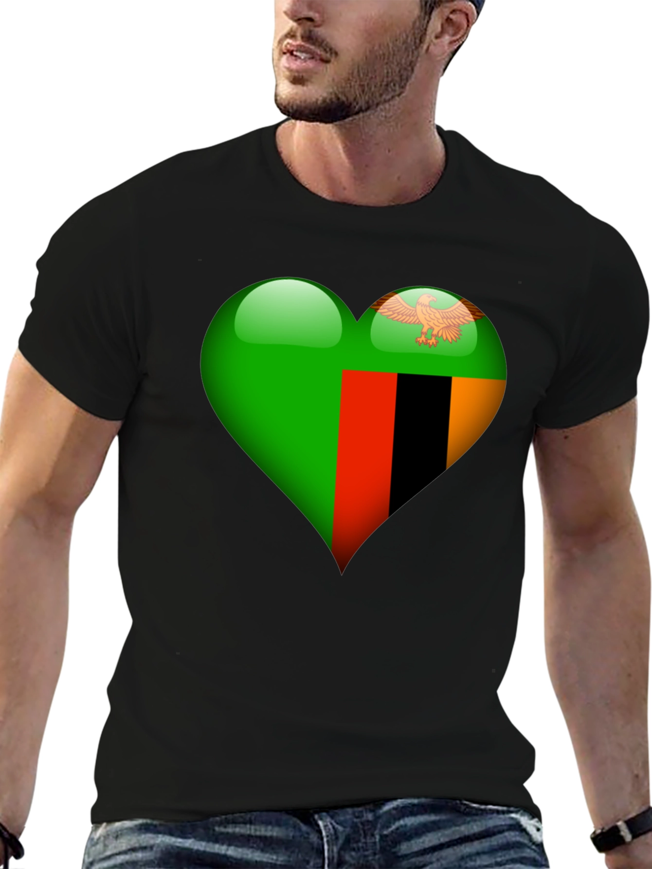 Zambia Flag Heart T-Shirt - Show Your Love!
