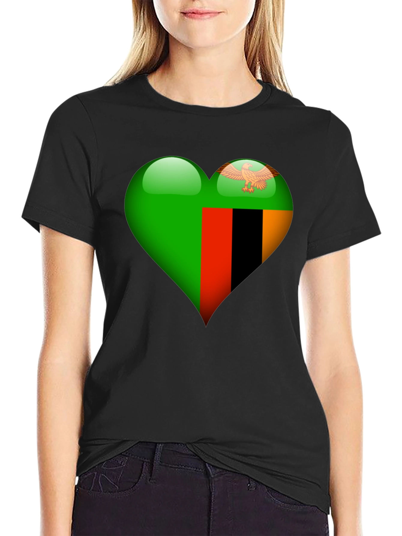 Zambia Flag Heart T-Shirt - Show Your Love!