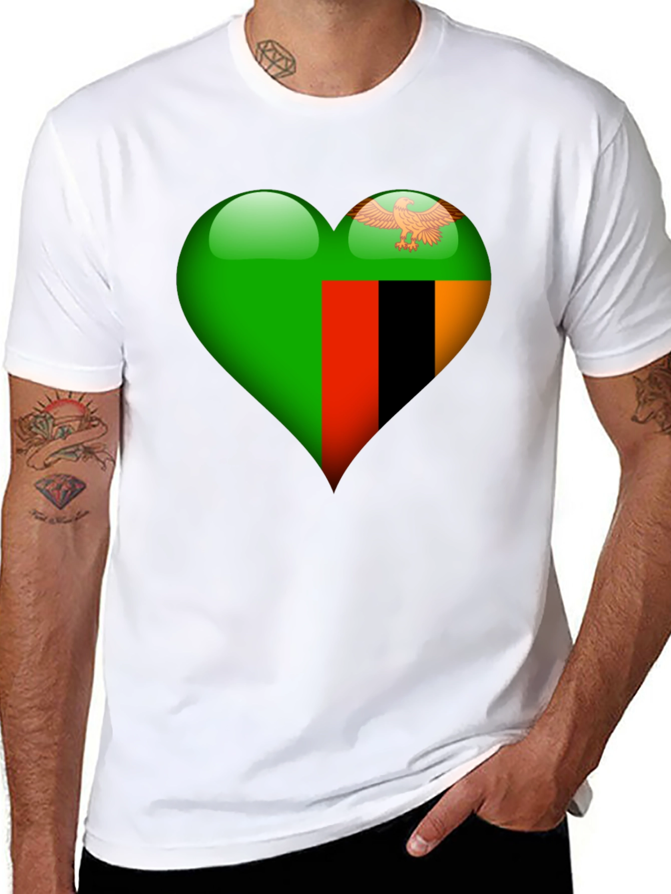Zambia Flag Heart T-Shirt - Show Your Love!