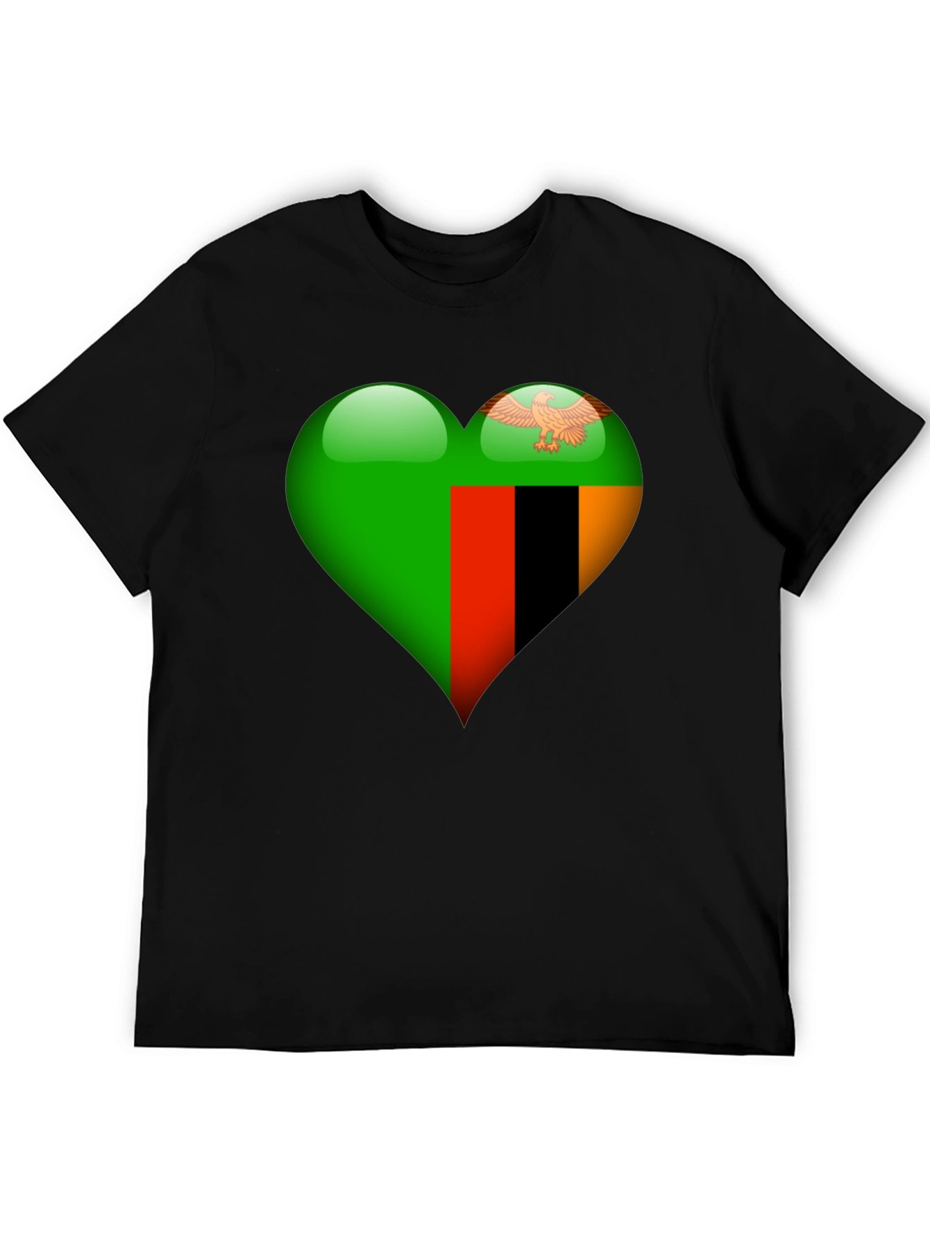 Zambia Flag Heart T-Shirt - Show Your Love!
