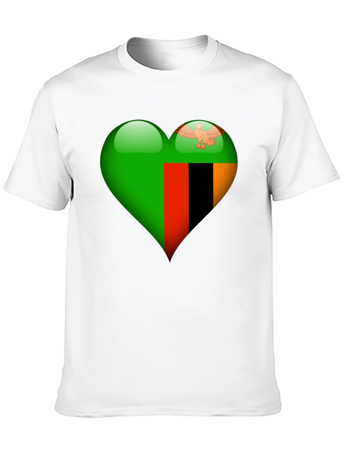 Zambia Flag Heart T-Shirt - Show Your Love!