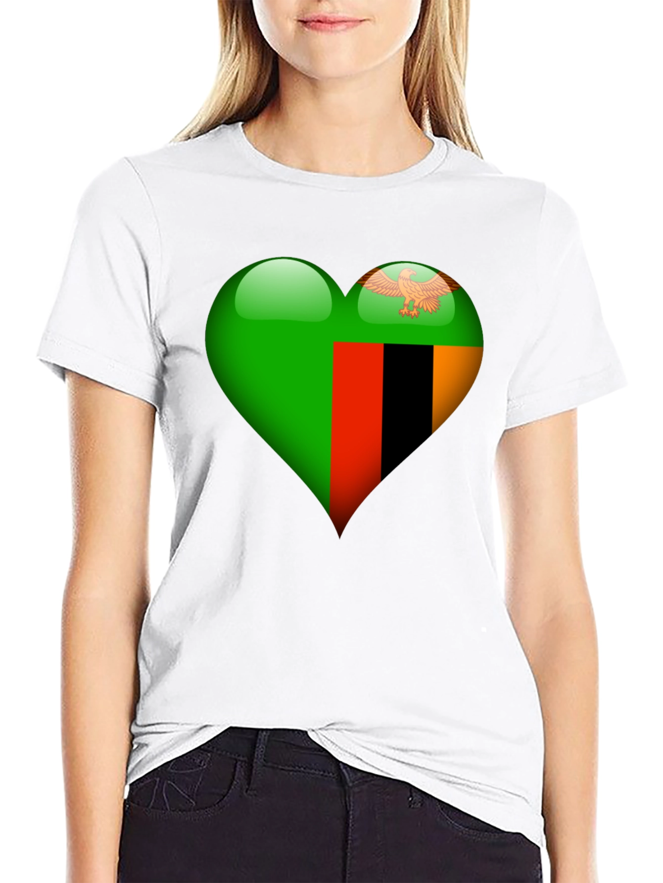 Zambia Flag Heart T-Shirt - Show Your Love!