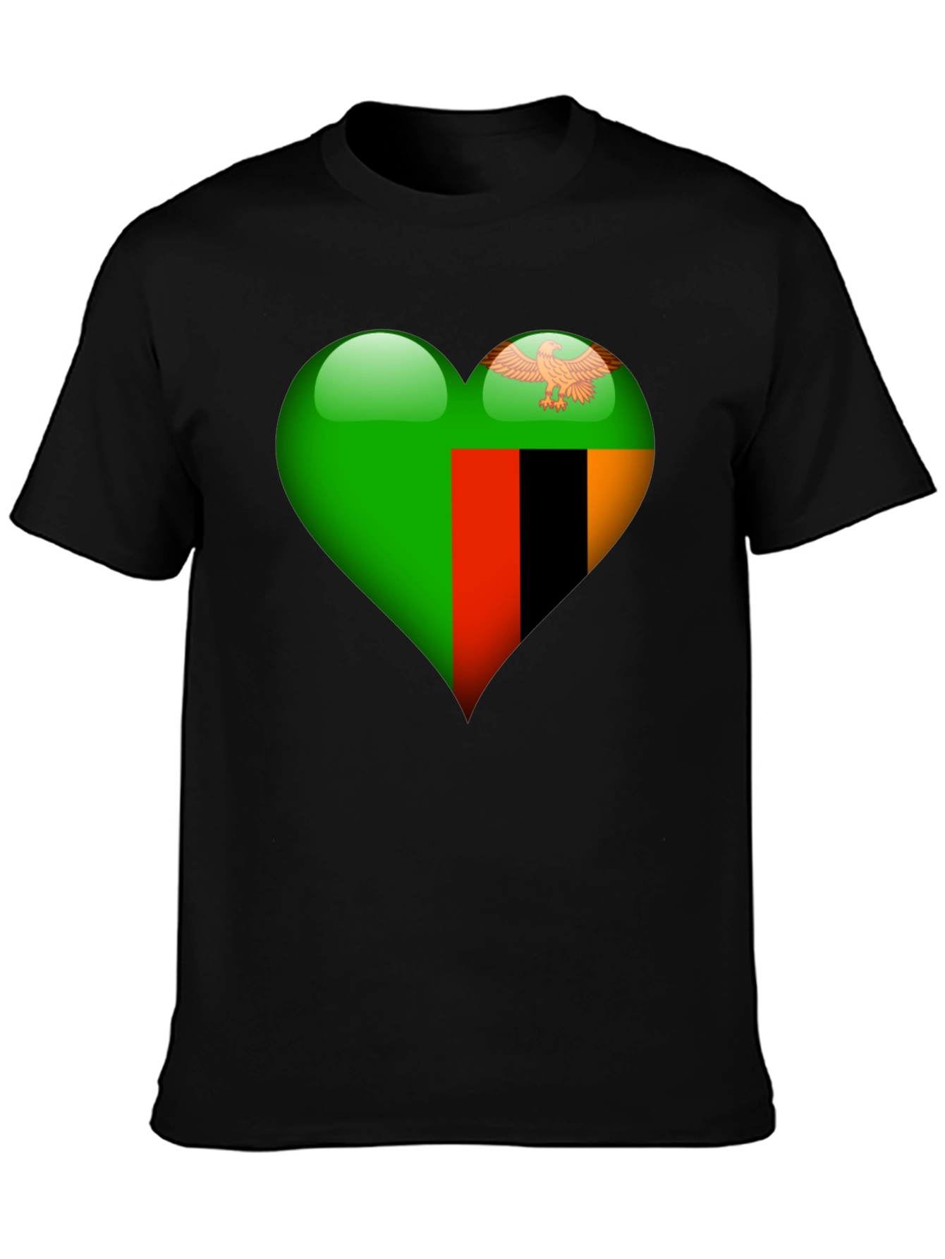 Zambia Flag Heart T-Shirt - Show Your Love!