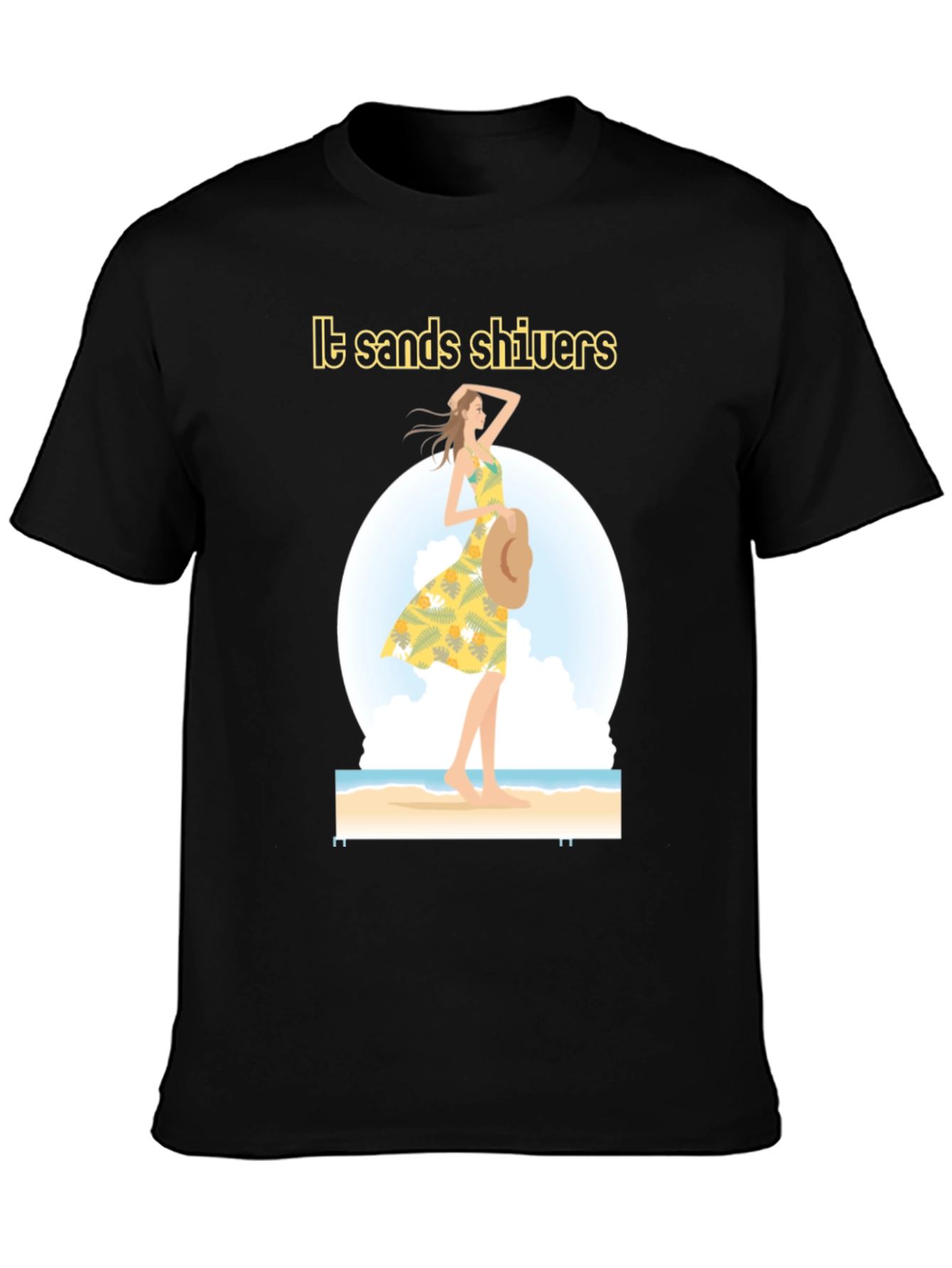 Stylish Black Beach Vibes Graphic T-Shirt