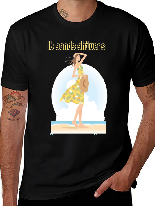 Stylish Black Beach Vibes Graphic T-Shirt