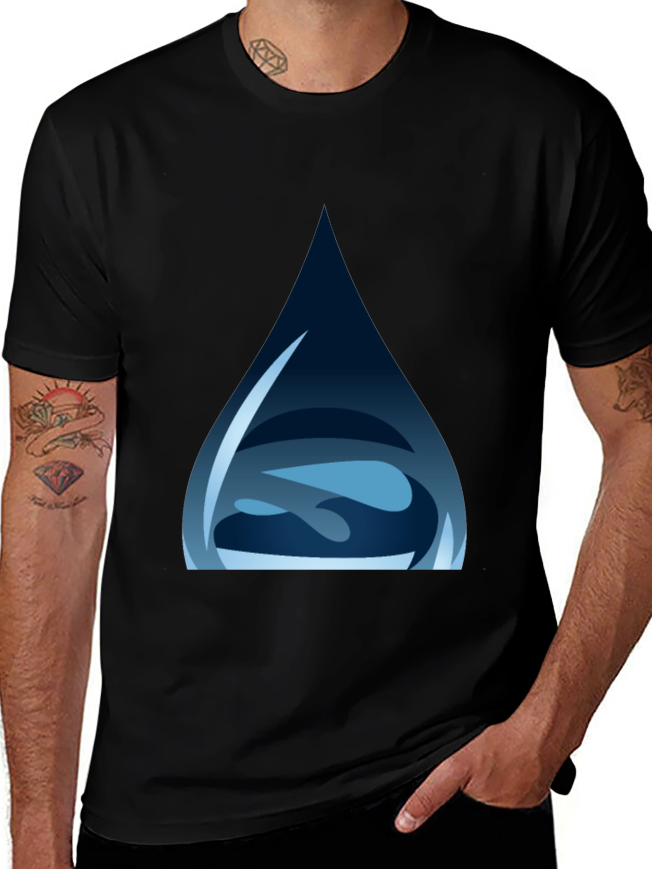 Water Drop Graphic Tee - Stylish Black T-Shirt