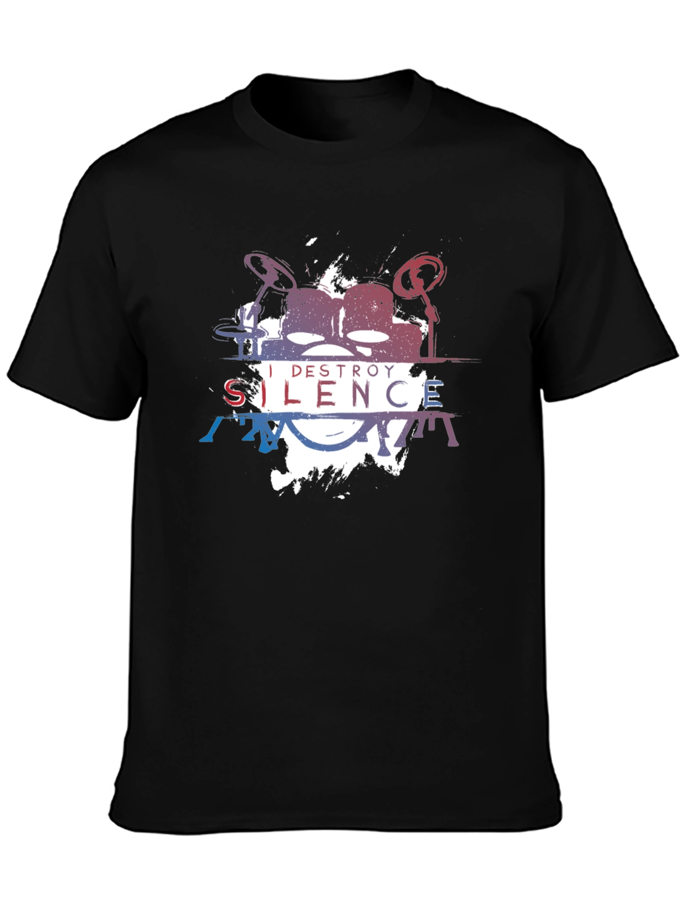 I Destroy Silence Graphic Print Black T-Shirt