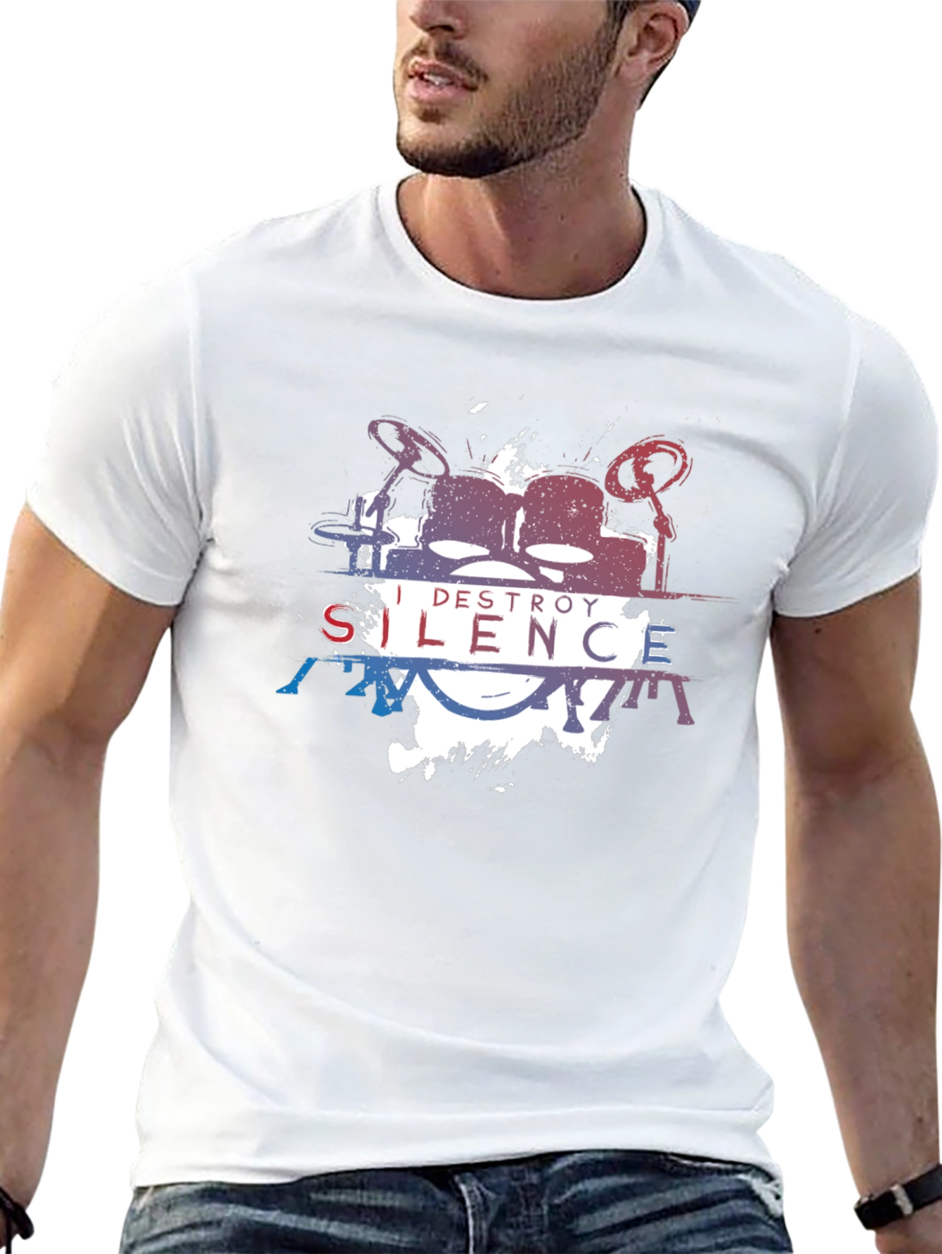 I Destroy Silence Graphic Print Black T-Shirt