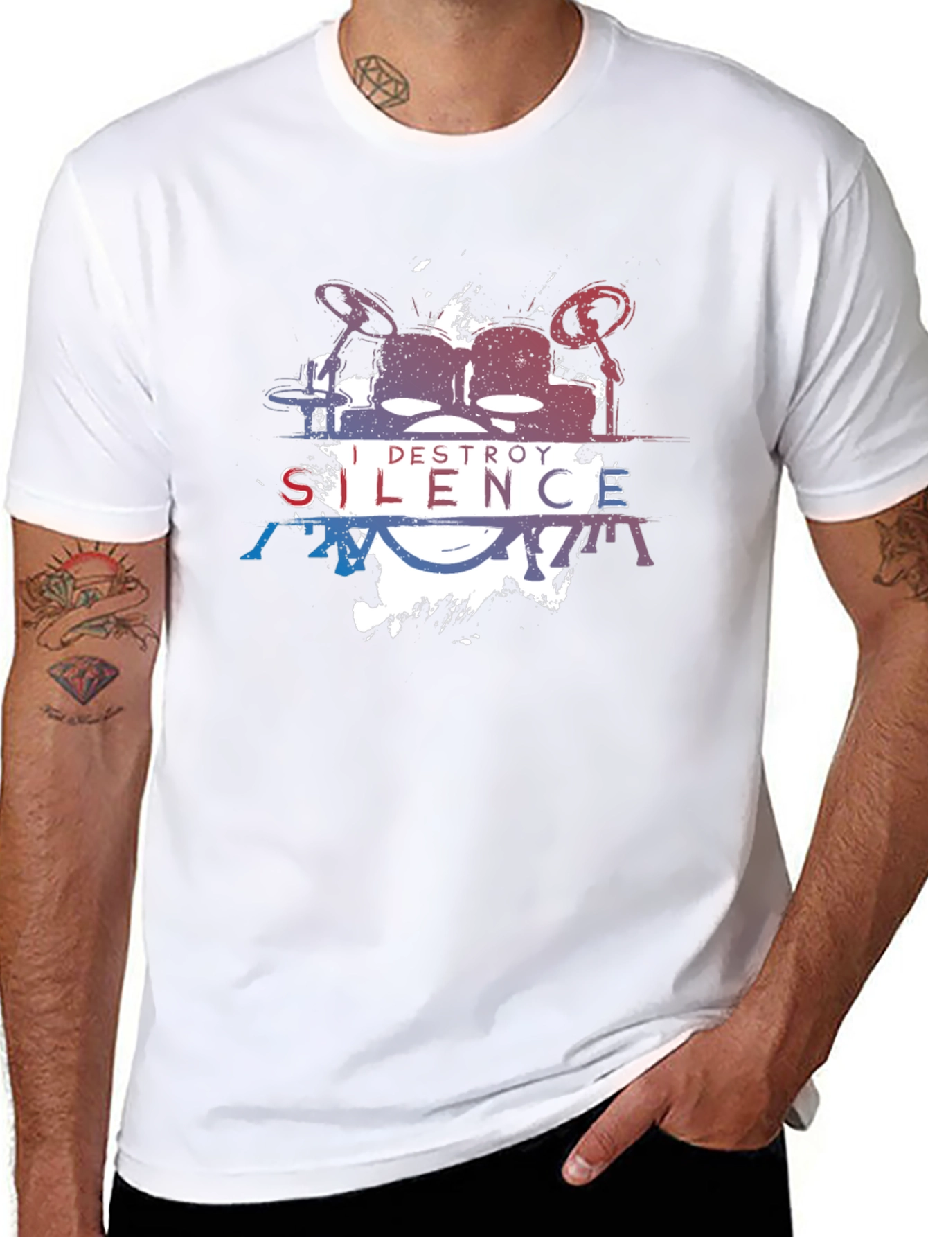 I Destroy Silence Graphic Print Black T-Shirt