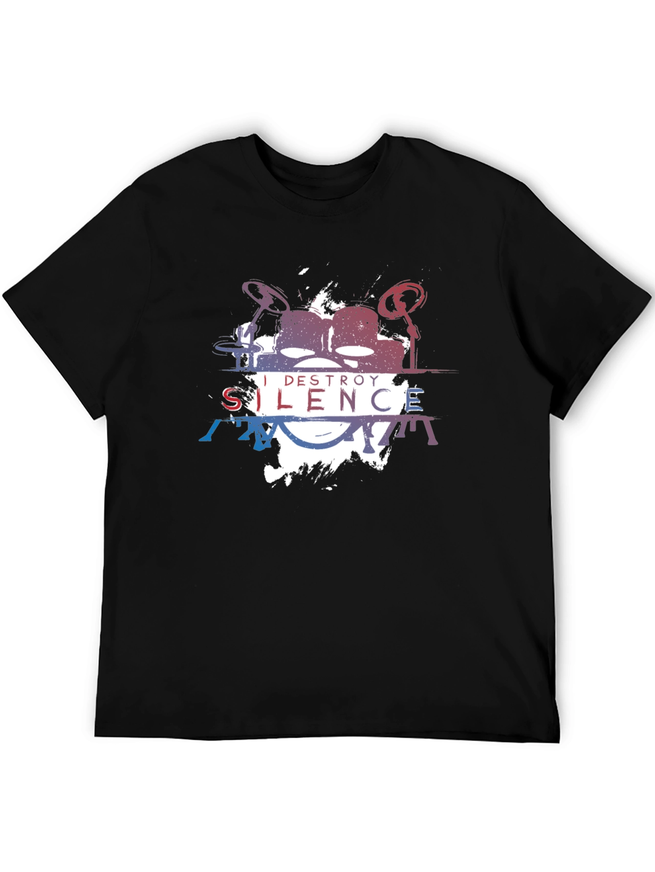 I Destroy Silence Graphic Print Black T-Shirt