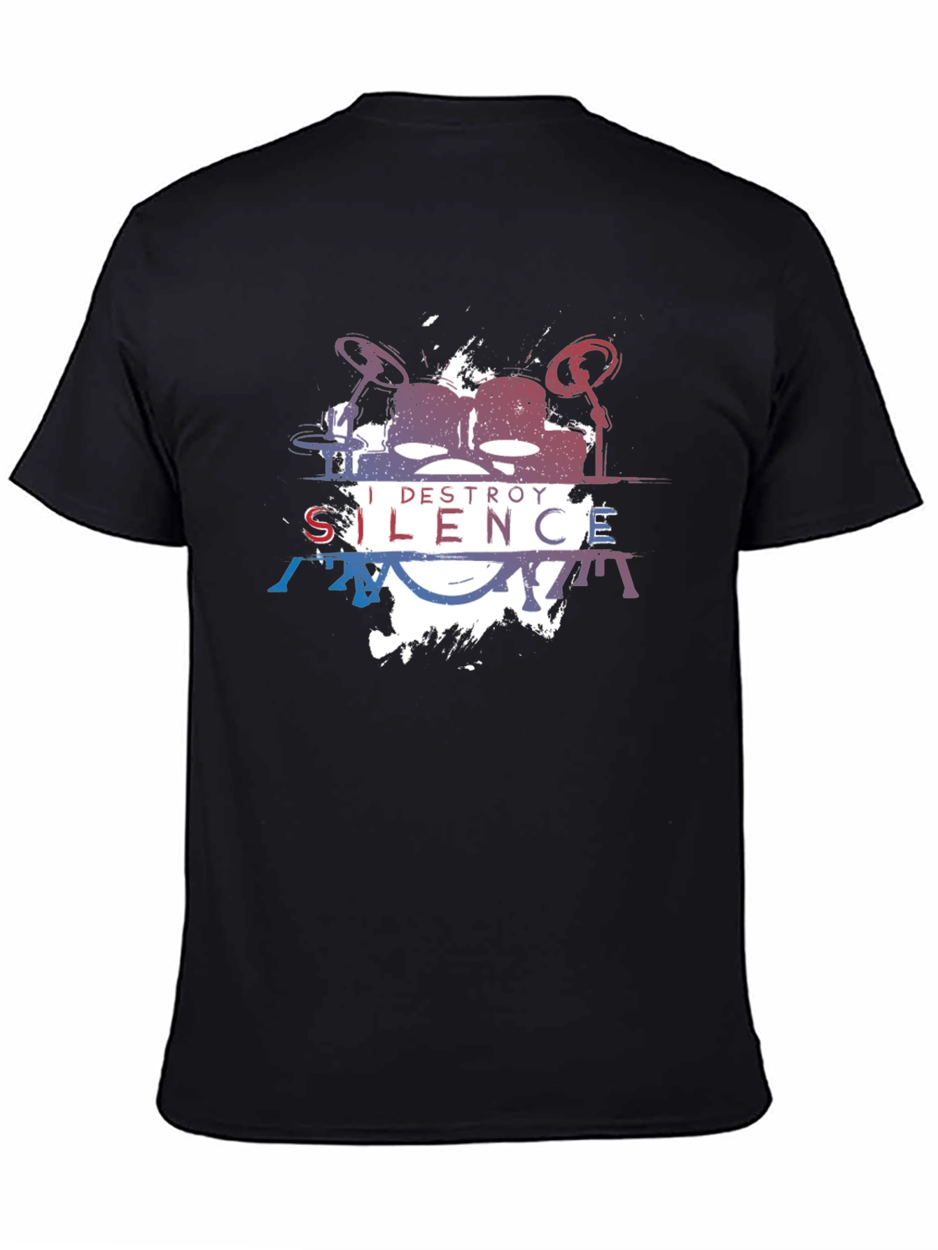 I Destroy Silence Graphic Print Black T-Shirt