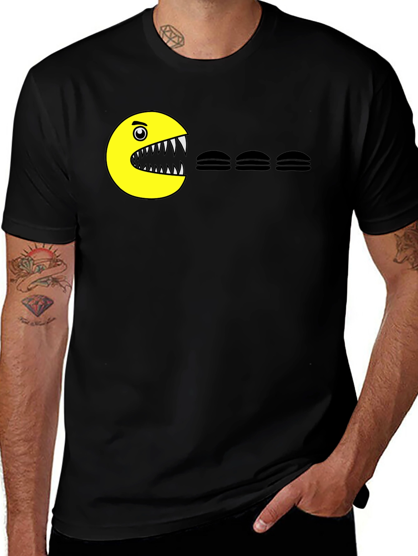 Pac-Man Burger Black T-Shirt