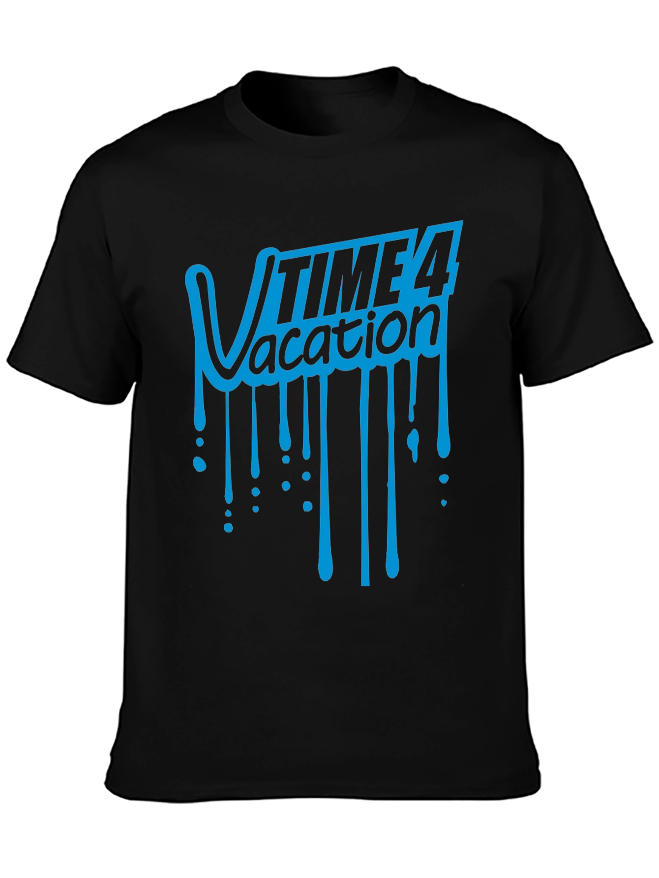 Time 4 Vacation Graphic T-Shirt - Black Cotton Tee