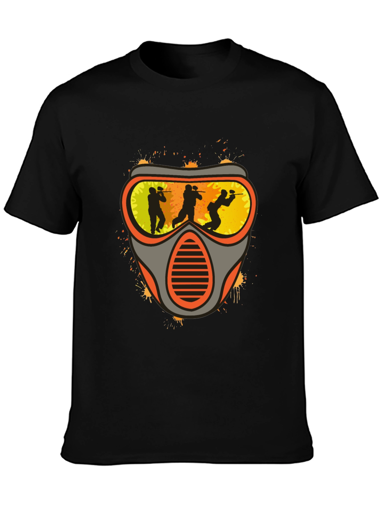 Paintball Mask Graphic Tee - Black Cotton Shirt
