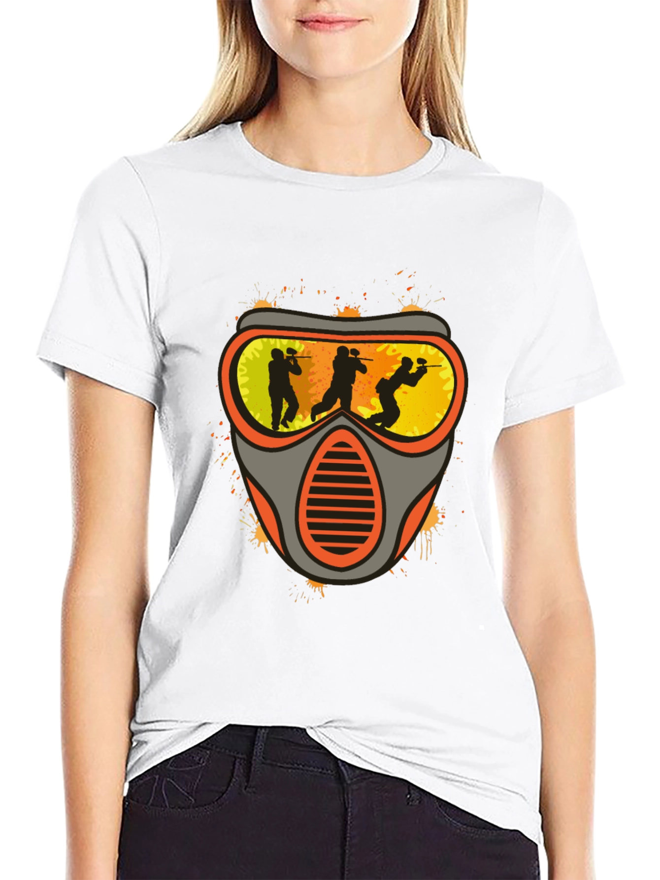 Paintball Mask Graphic Tee - Black Cotton Shirt