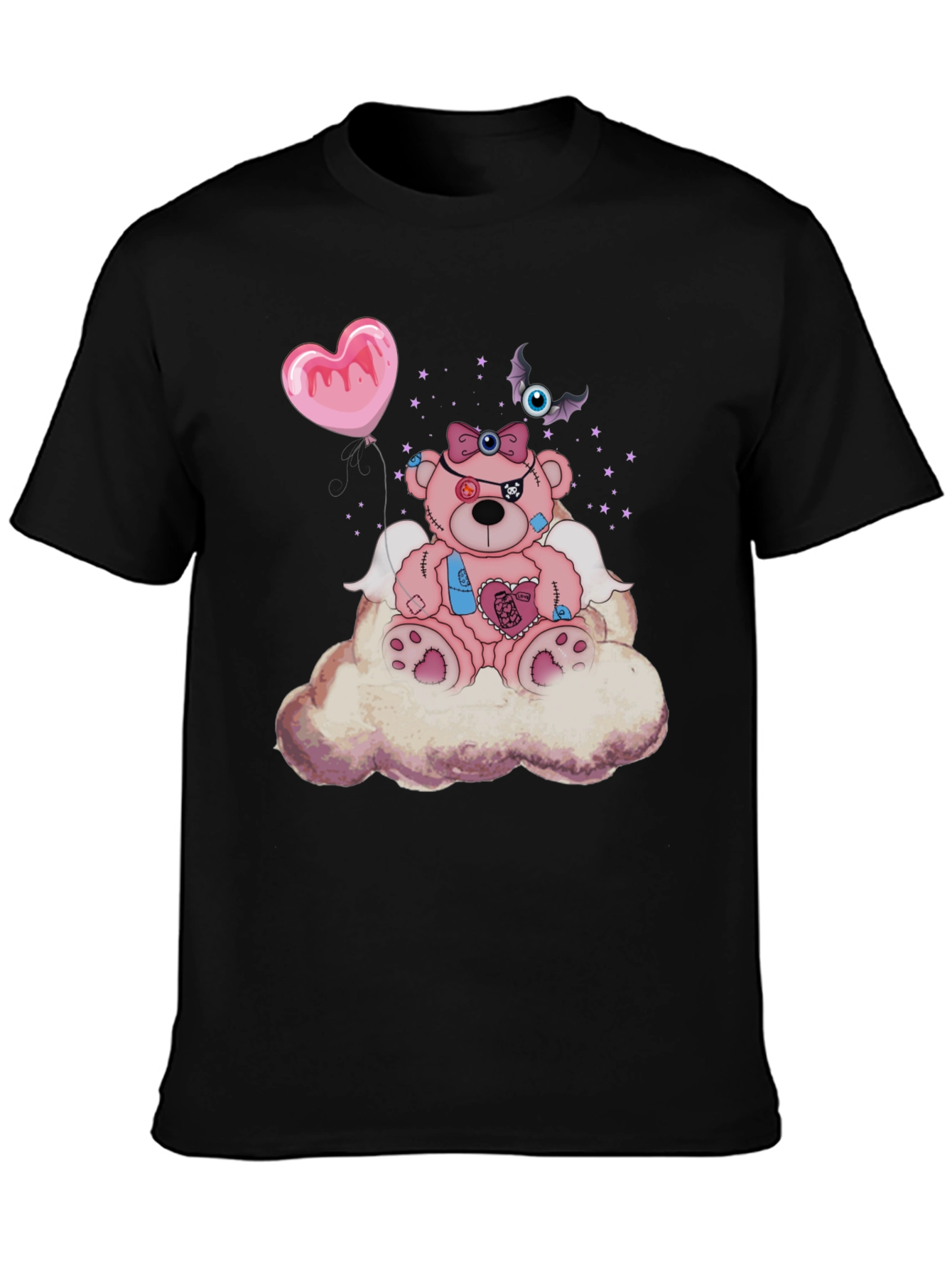 Creepy Cute Teddy Bear on Cloud T-Shirt