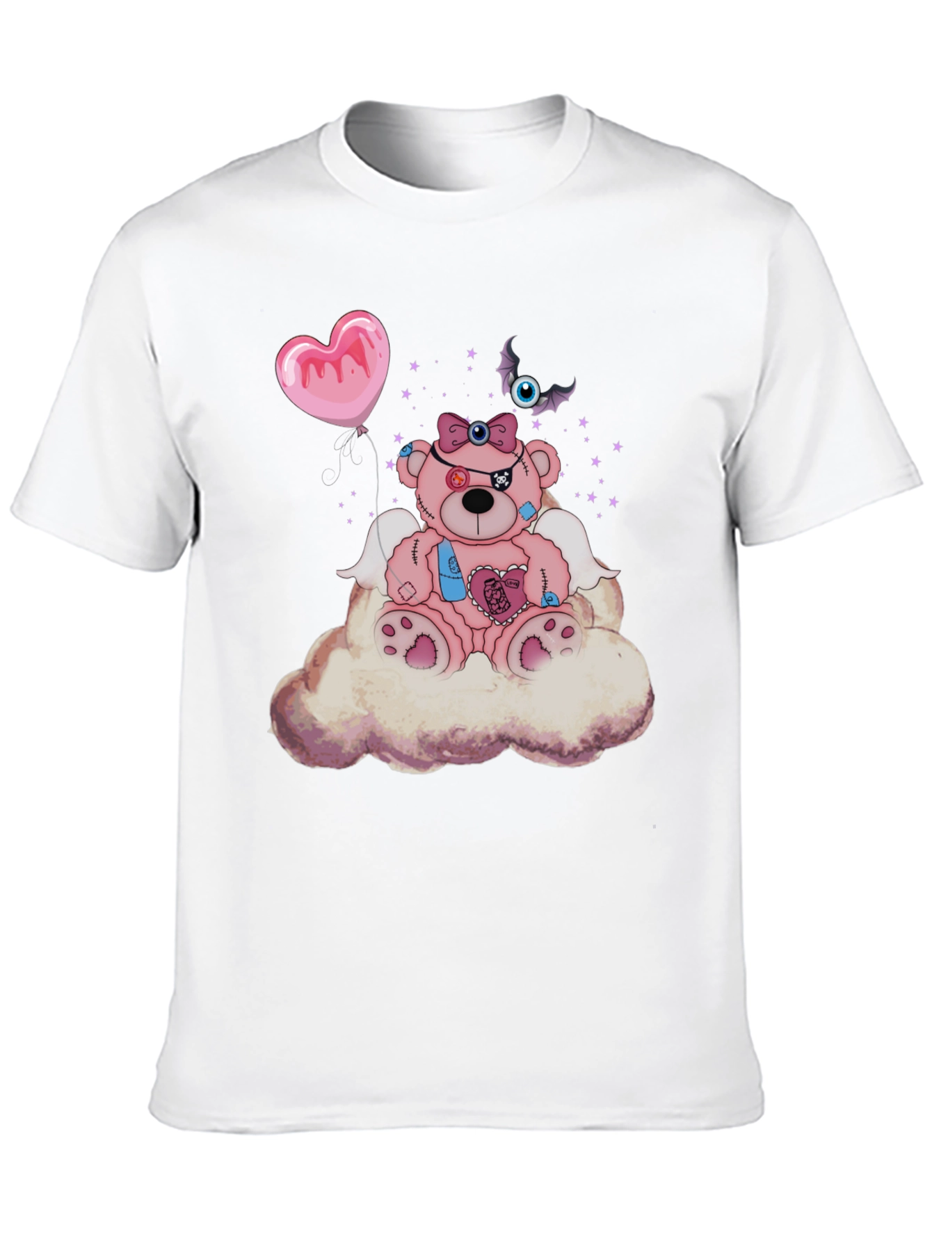 Creepy Cute Teddy Bear on Cloud T-Shirt
