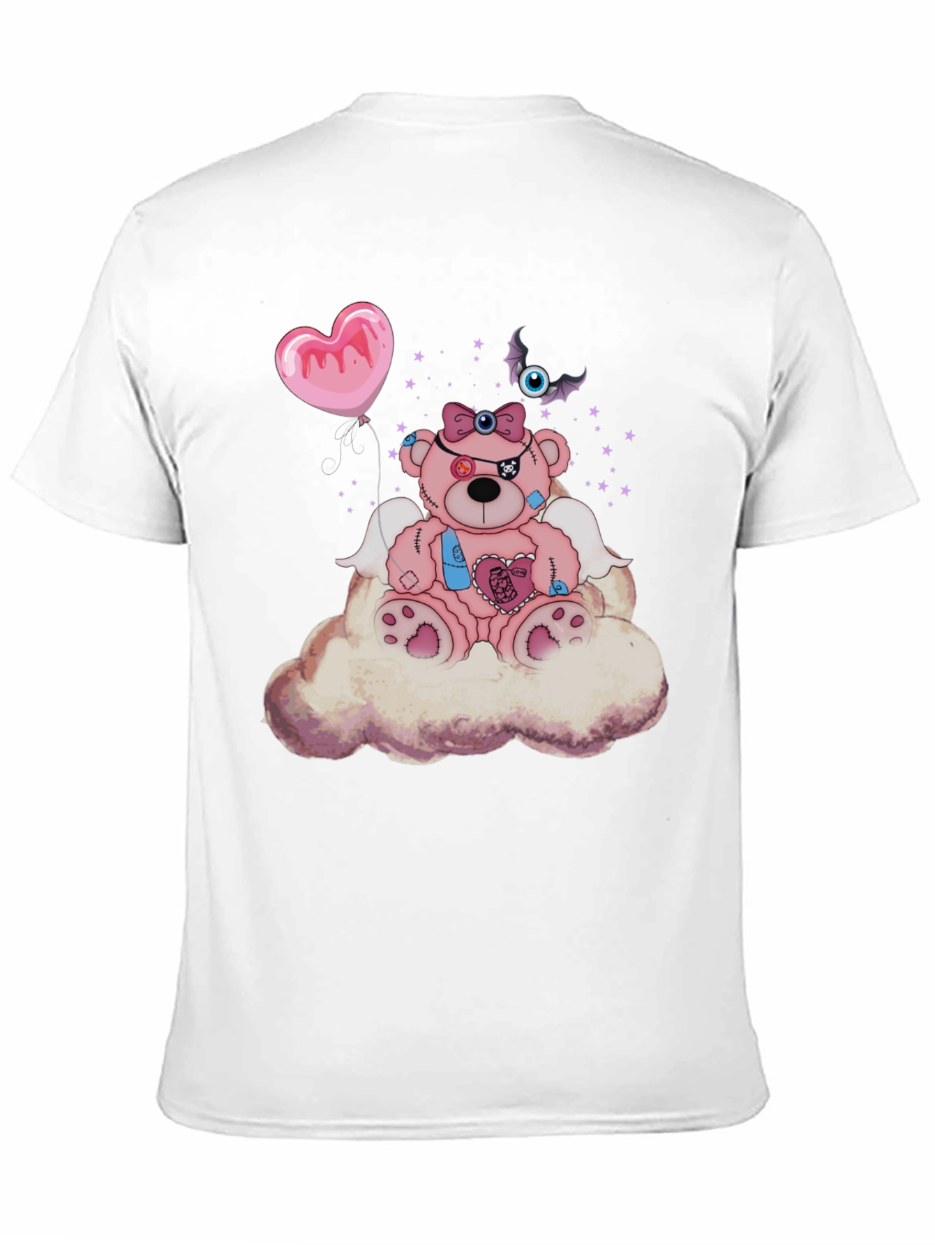 Creepy Cute Teddy Bear on Cloud T-Shirt
