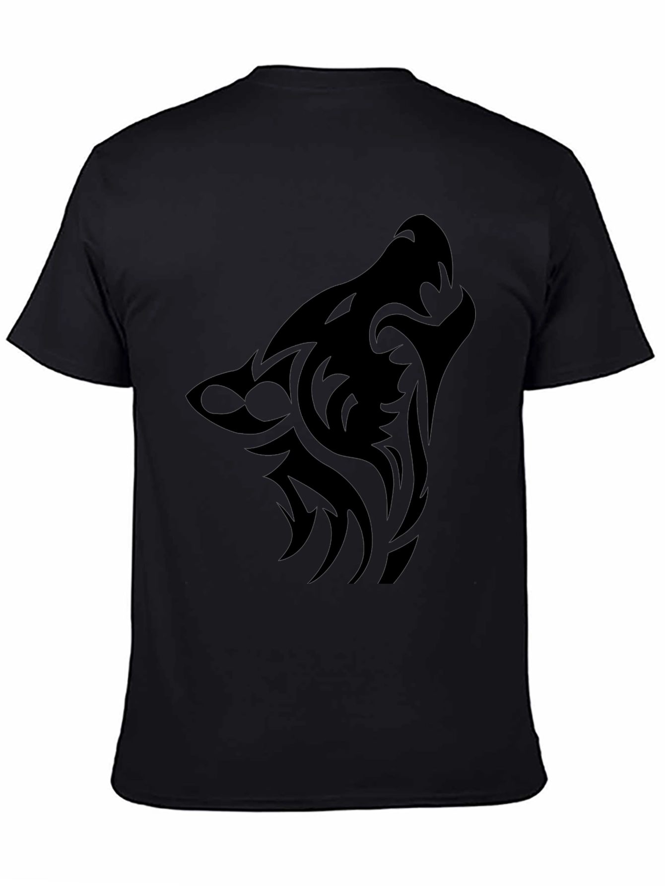 Tribal Wolf Graphic Tee - Black