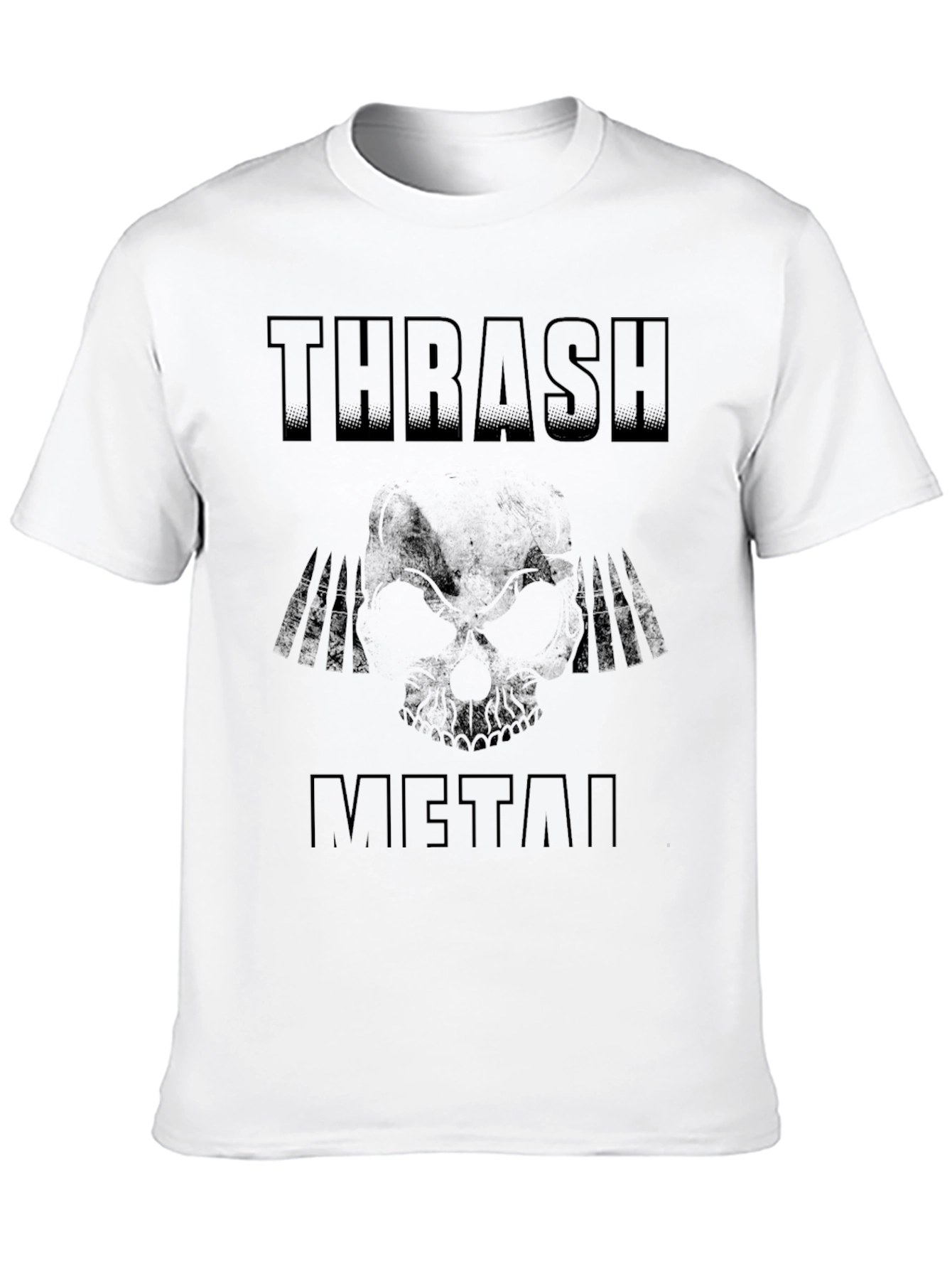 Thrash Metal Skull Graphic T-Shirt
