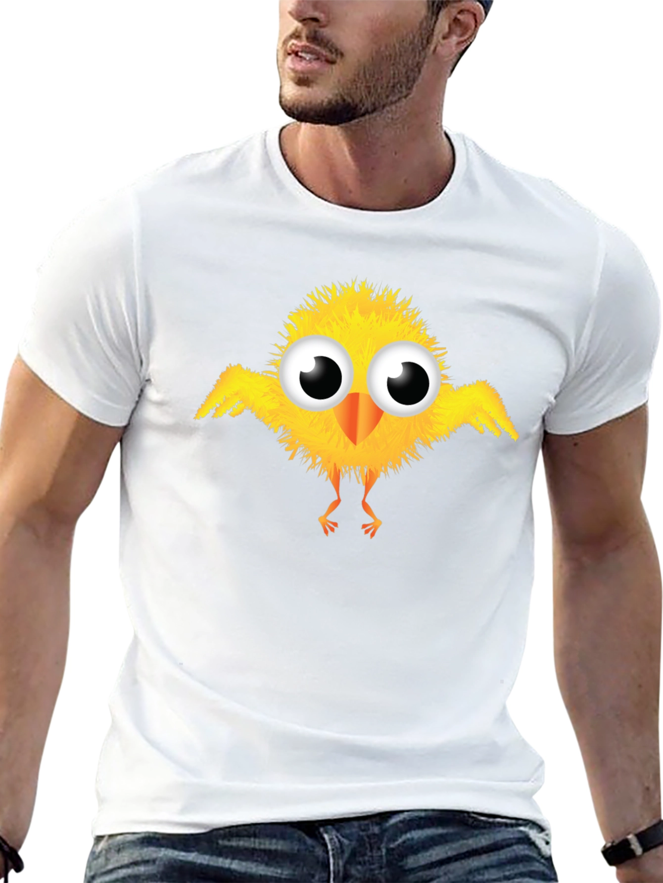 Cute Cartoon Chick Graphic Black T-Shirt