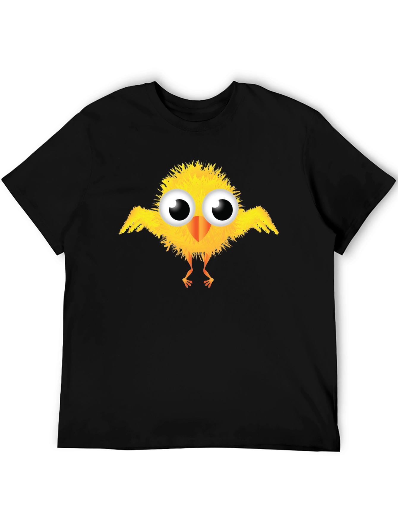 Cute Cartoon Chick Graphic Black T-Shirt