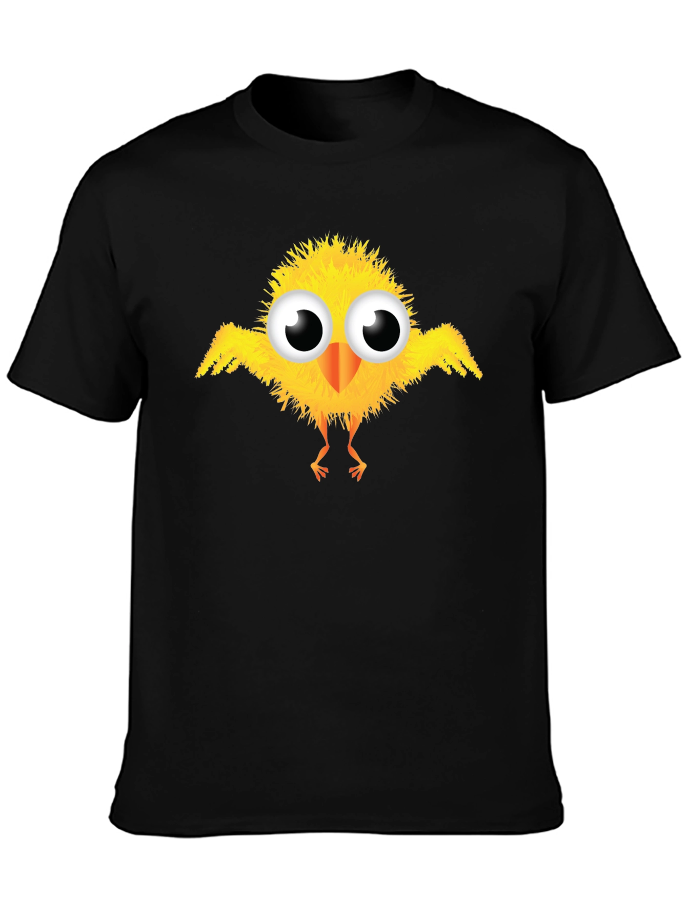 Cute Cartoon Chick Graphic Black T-Shirt