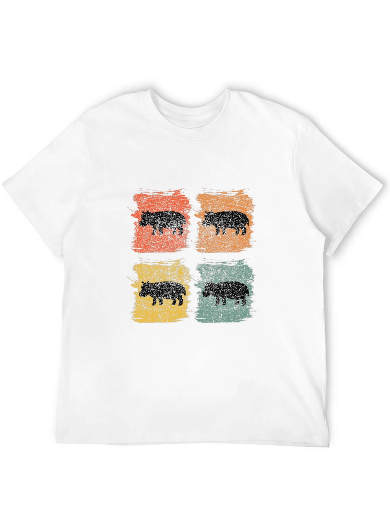 Retro Hippo Graphic Tee - Cool Casual Style