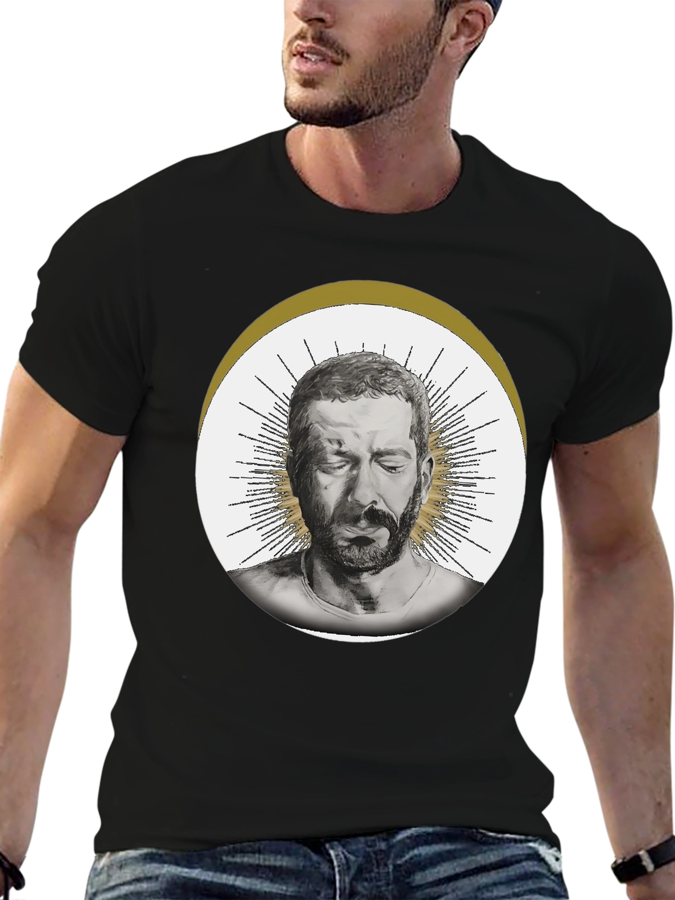 Man Portrait Graphic Tee - Black