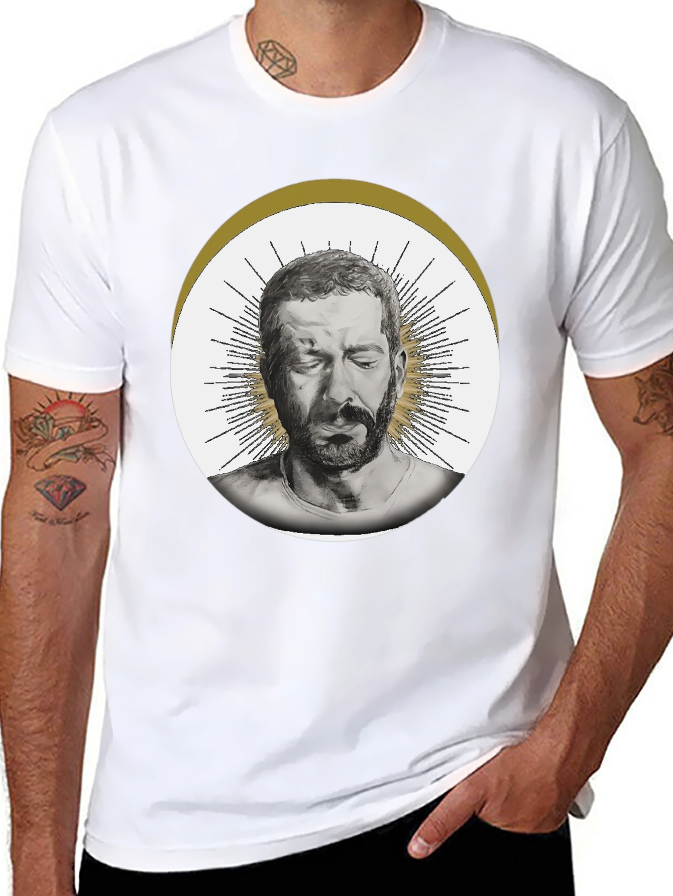 Man Portrait Graphic Tee - Black
