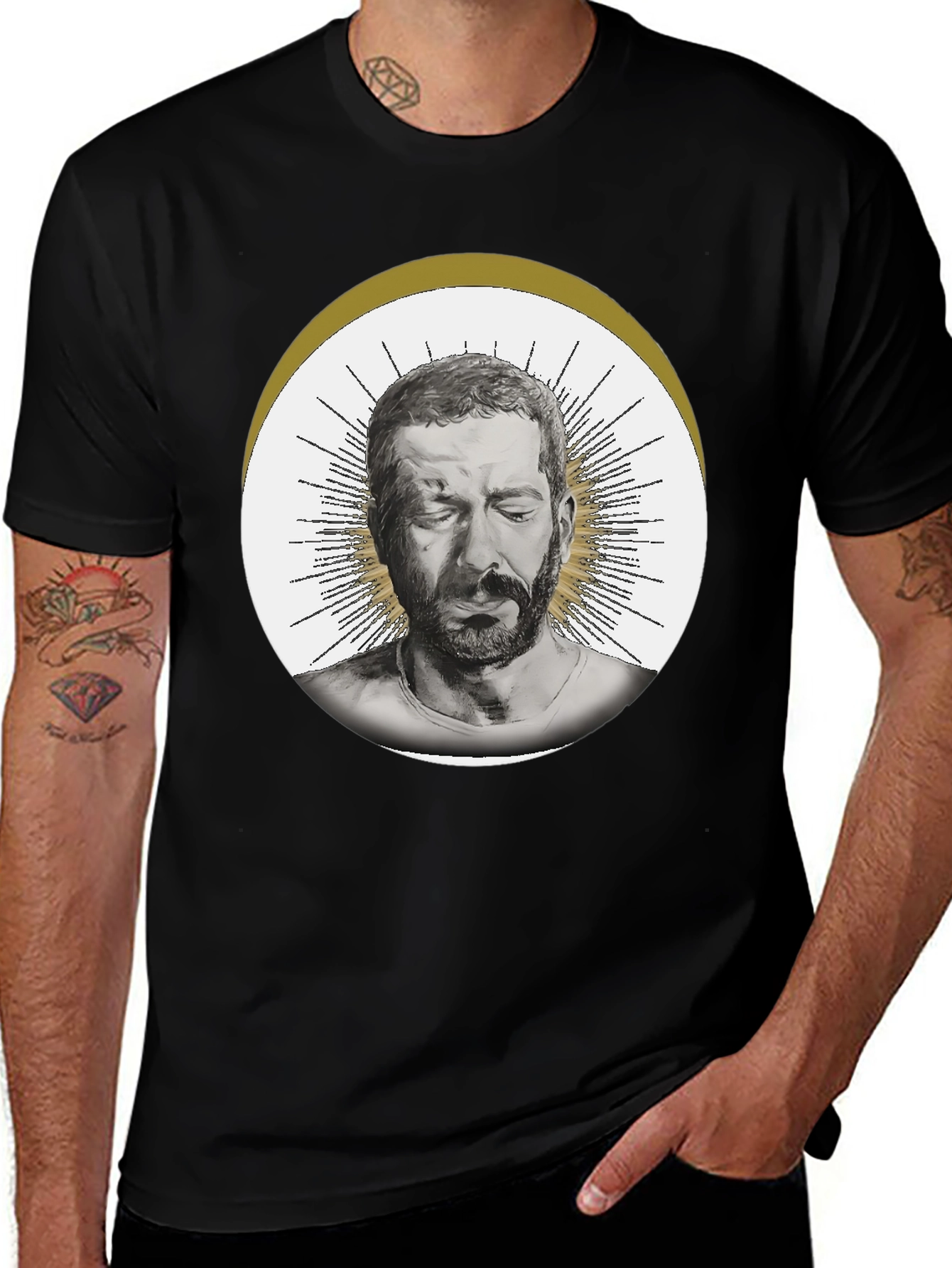 Man Portrait Graphic Tee - Black