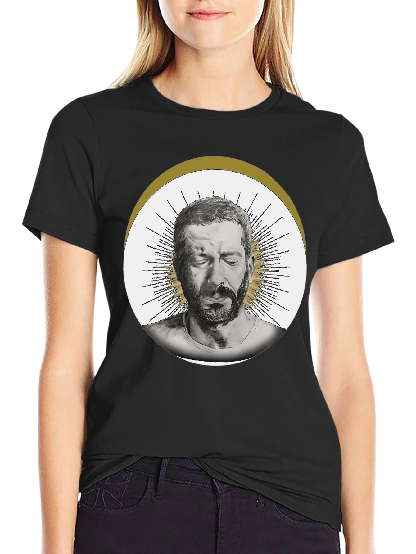 Man Portrait Graphic Tee - Black