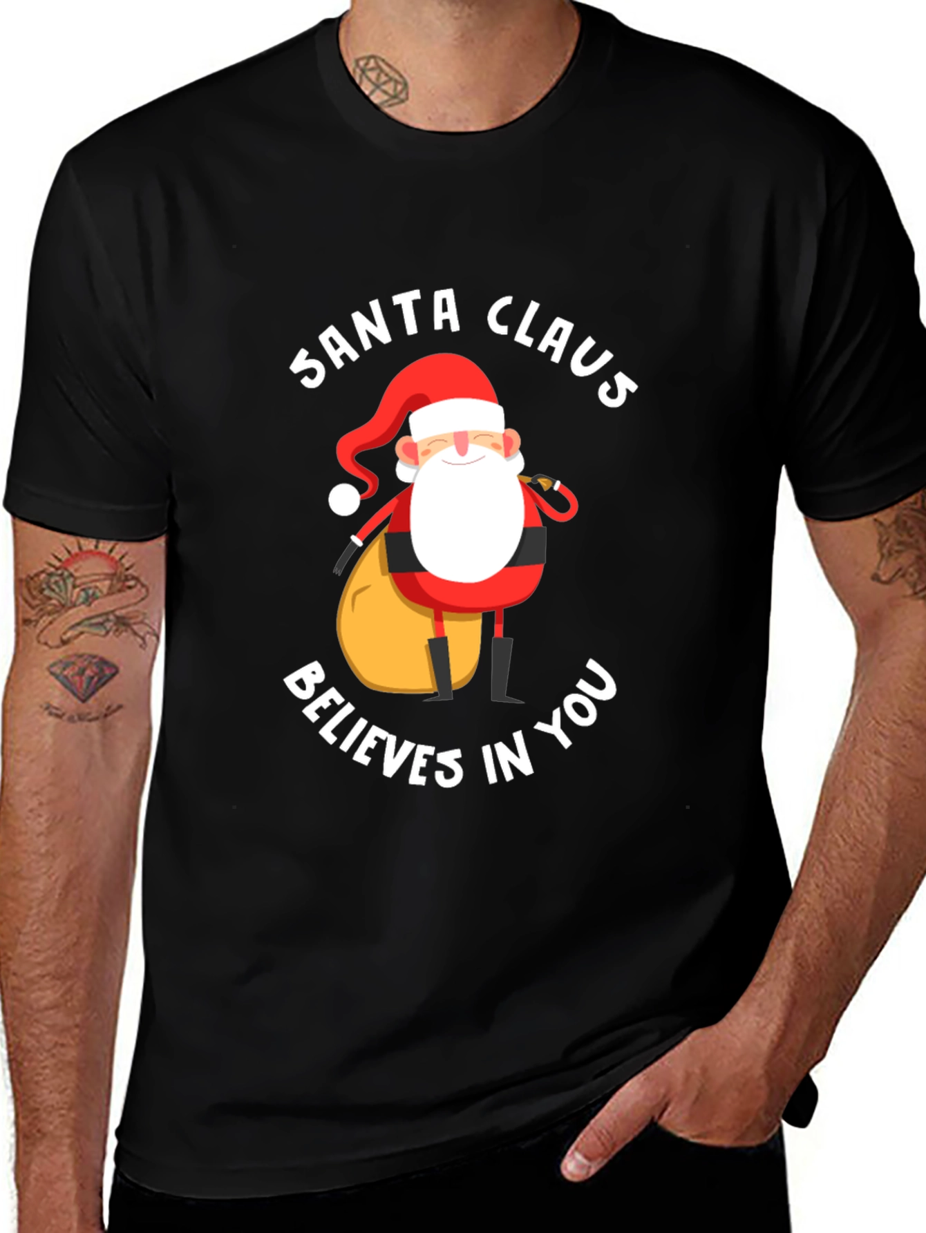 Santa Claus Believes In You Black T-Shirt
