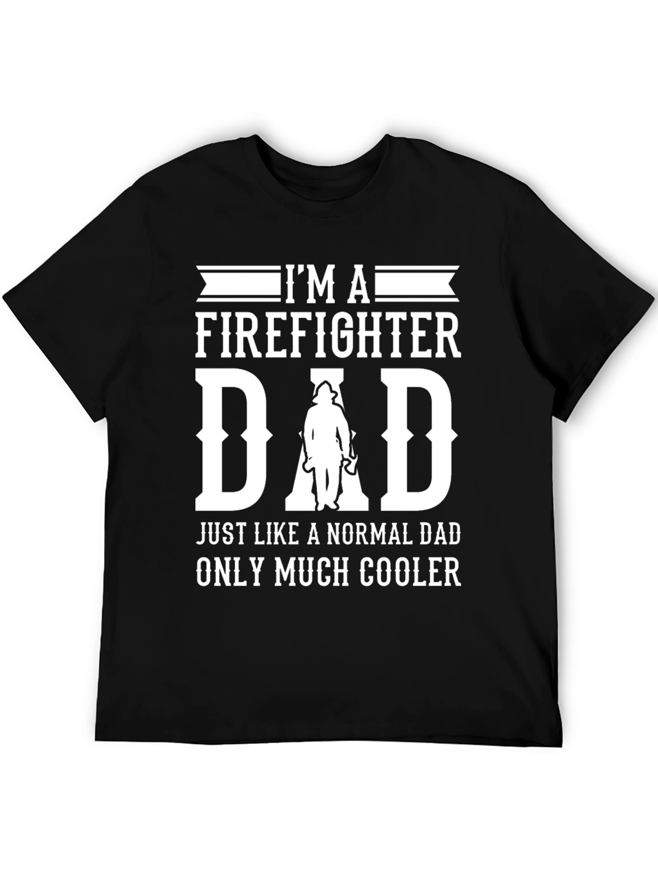 Firefighter Dad Graphic T-Shirt - Black Cotton Blend