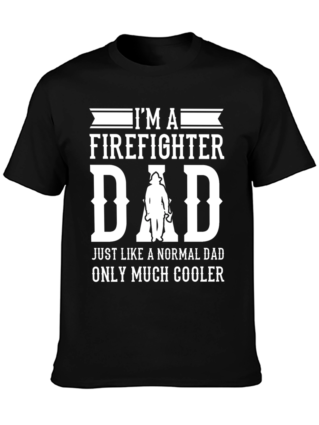 Firefighter Dad Graphic T-Shirt - Black Cotton Blend