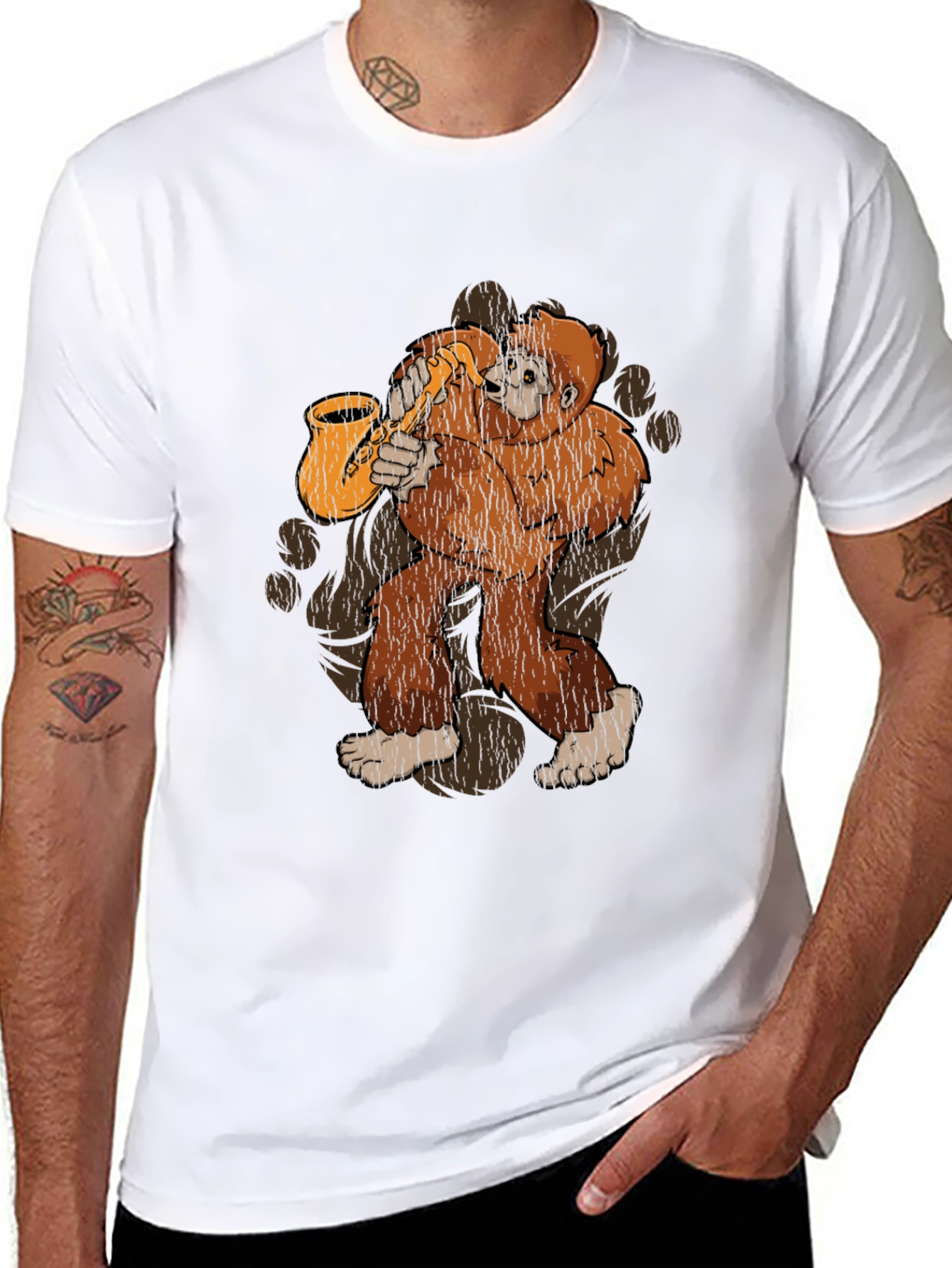 Saxophone Sasquatch Graphic Tee - Bigfoot Music Lover T-Shirt