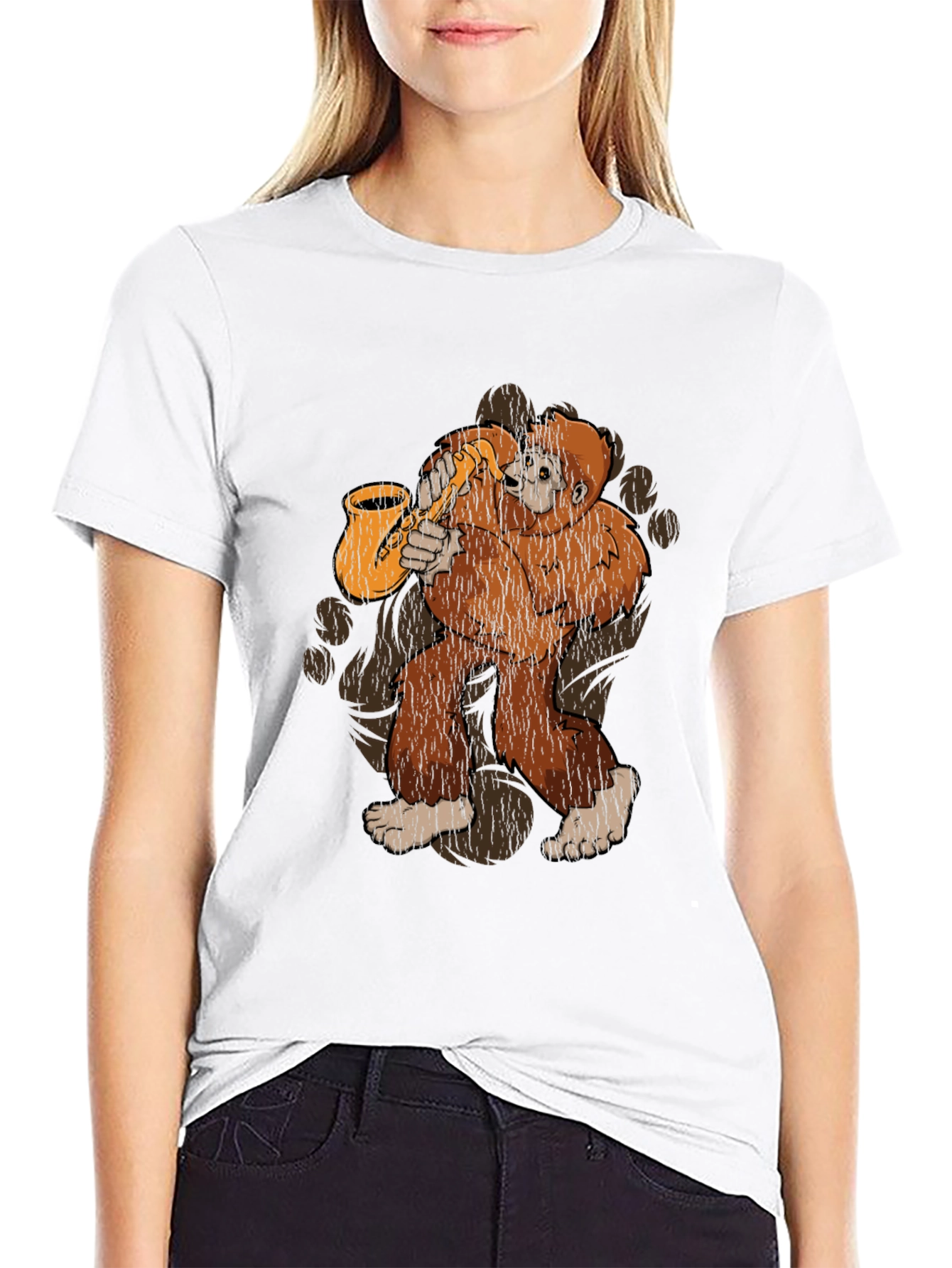 Saxophone Sasquatch Graphic Tee - Bigfoot Music Lover T-Shirt