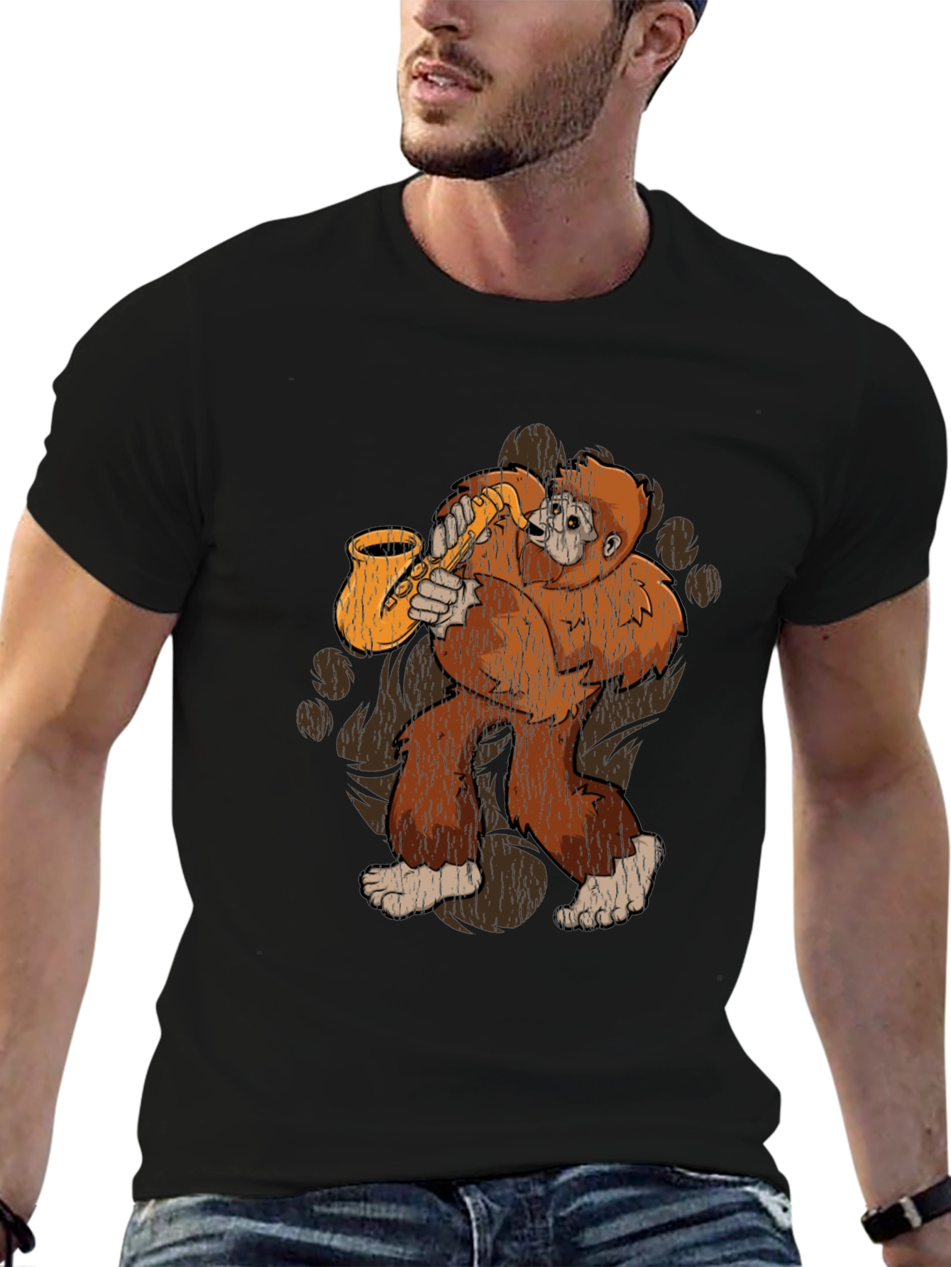 Saxophone Sasquatch Graphic Tee - Bigfoot Music Lover T-Shirt