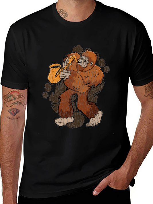 Saxophone Sasquatch Graphic Tee - Bigfoot Music Lover T-Shirt