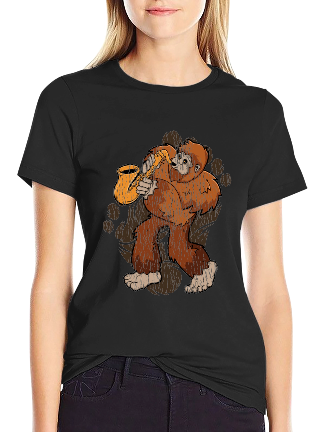 Saxophone Sasquatch Graphic Tee - Bigfoot Music Lover T-Shirt
