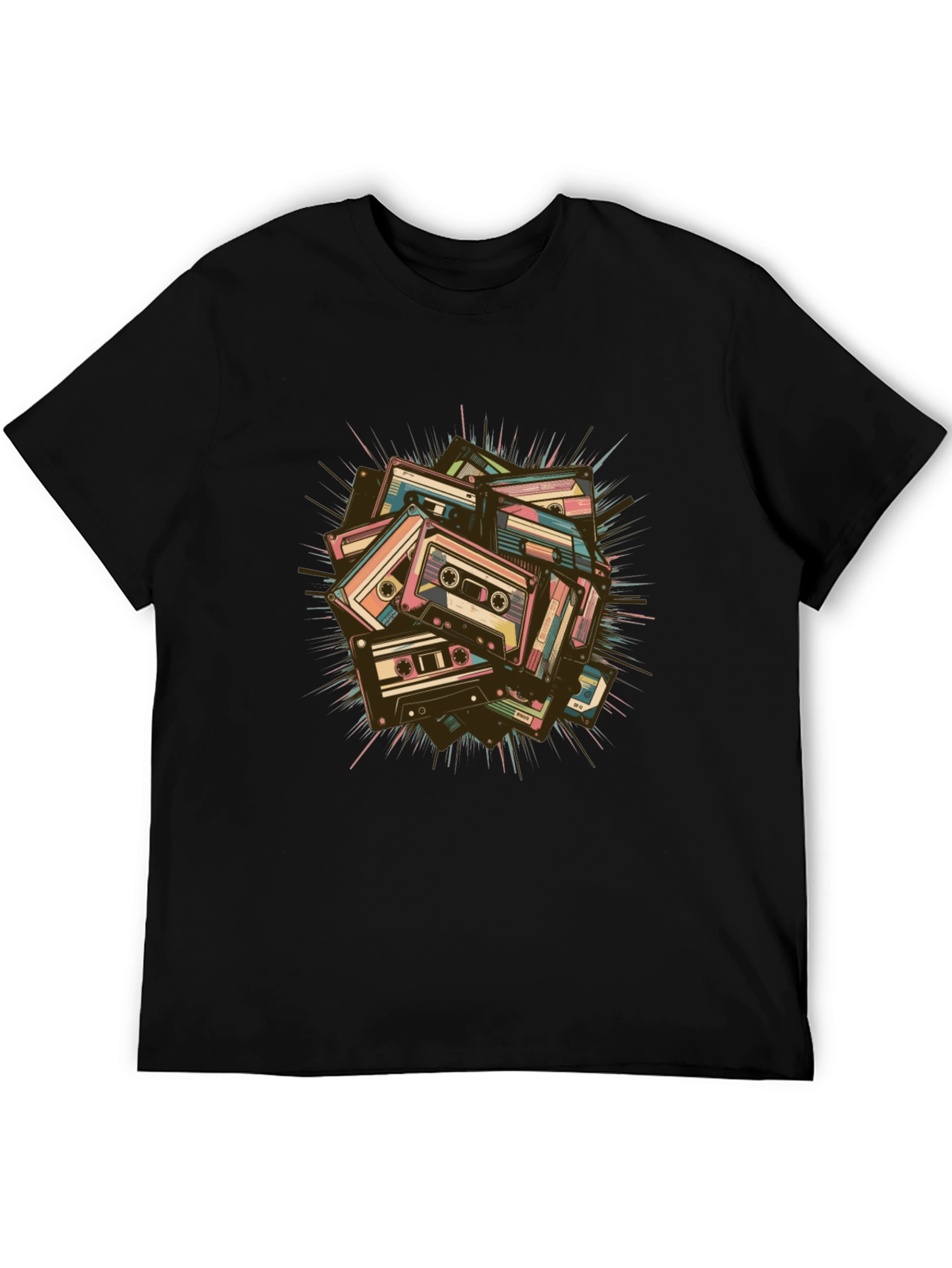 Retro Cassette Tape Graphic T-Shirt - Black