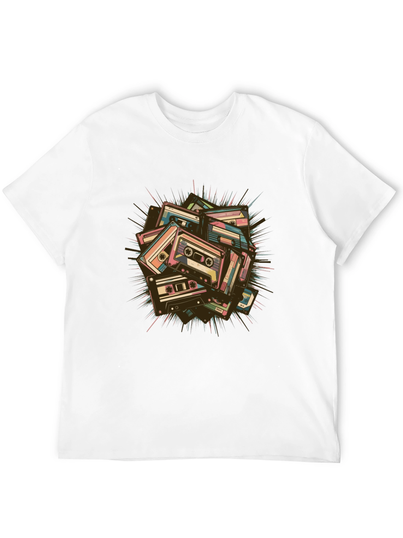 Retro Cassette Tape Graphic T-Shirt - Black