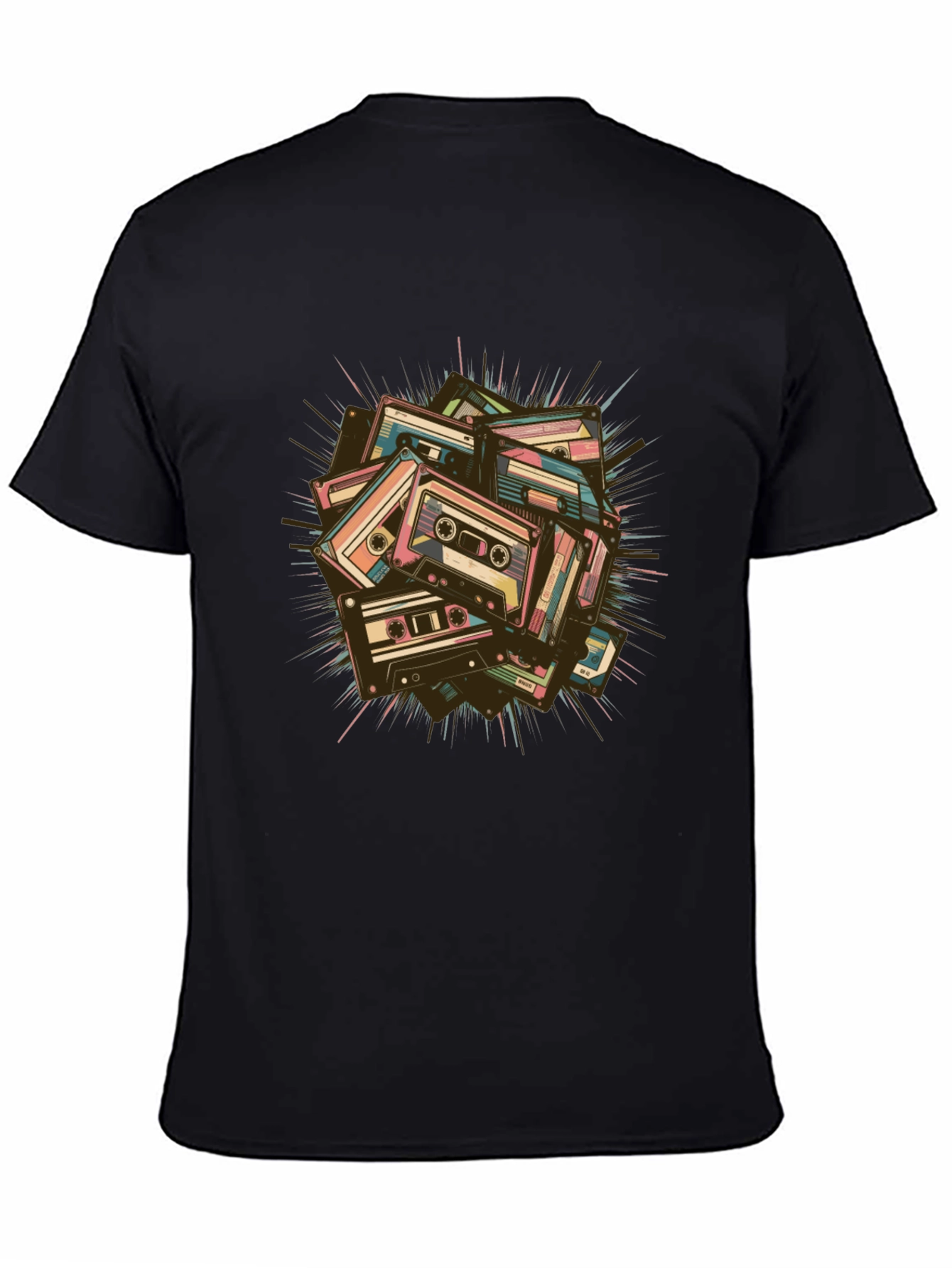 Retro Cassette Tape Graphic T-Shirt - Black