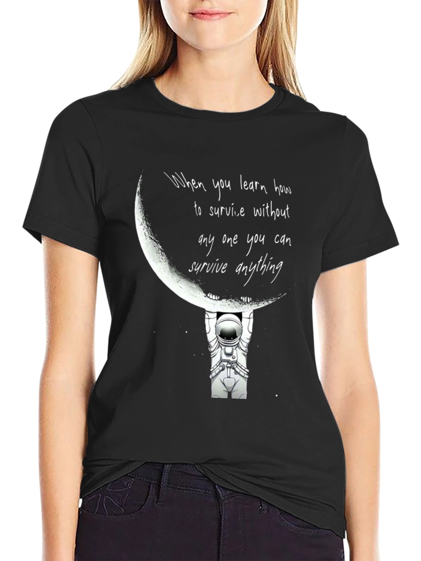 Astronaut Moon Lift Graphic Tee - Unique Design