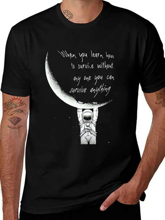 Astronaut Moon Lift Graphic Tee - Unique Design