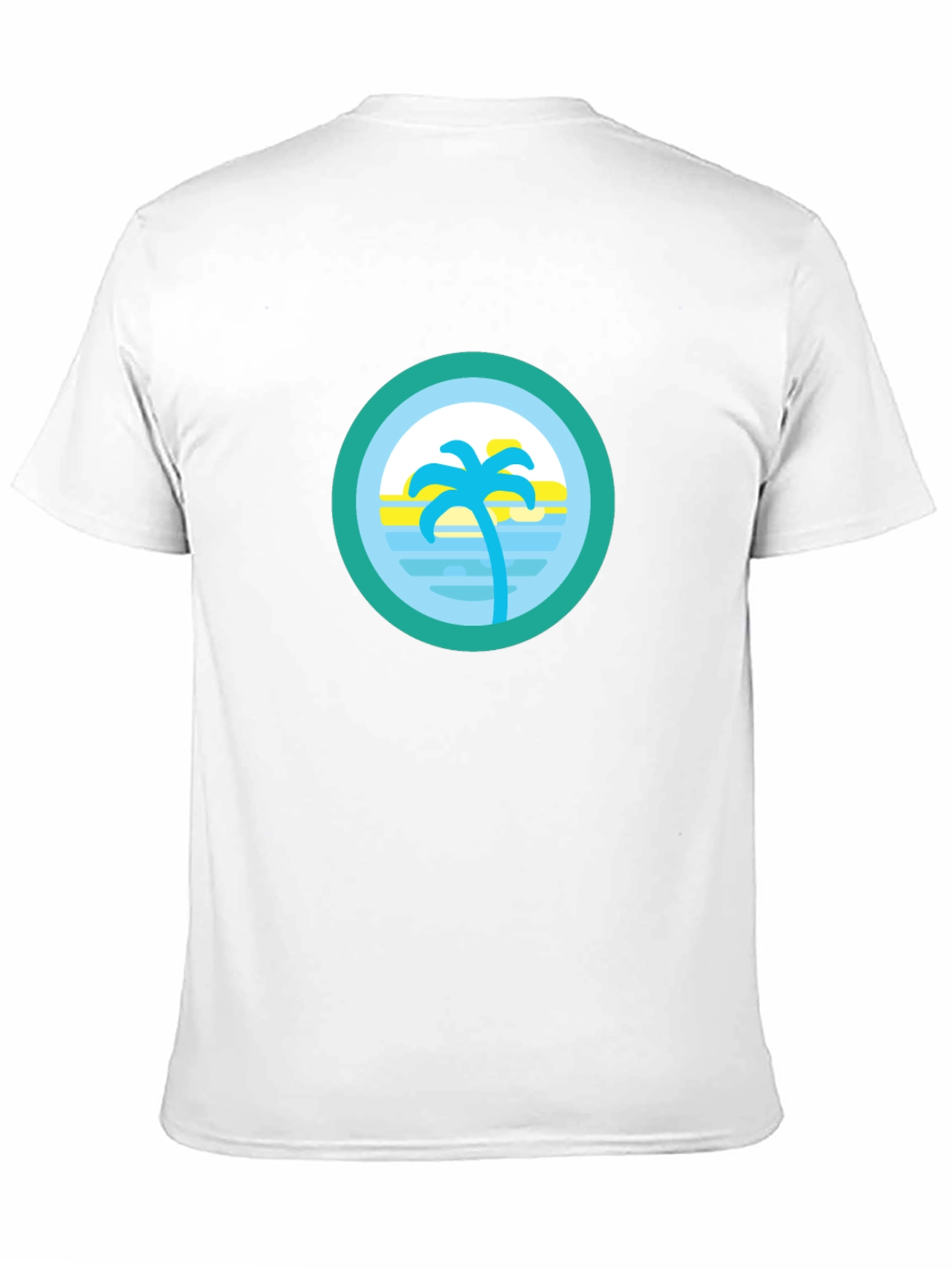 Tropical Palm Tree Circle Graphic Tee - Black